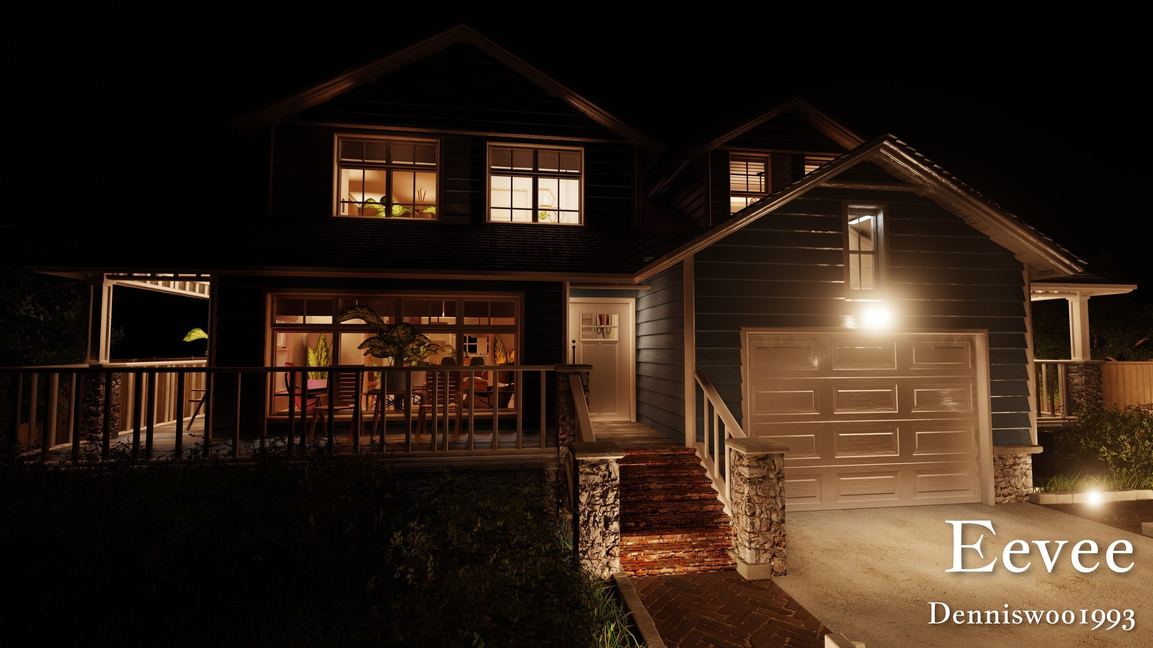 Modular Classic Style American House 16 Low-poly 3D model_39