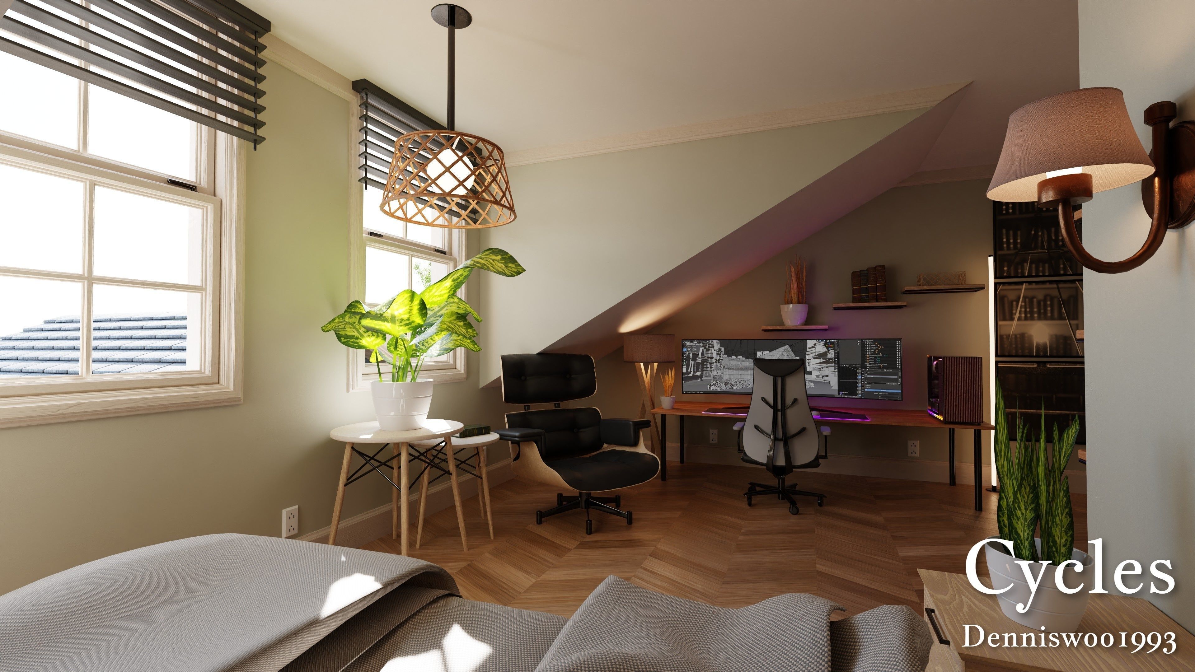 Modular Classic Style American House 16 Low-poly 3D model_14