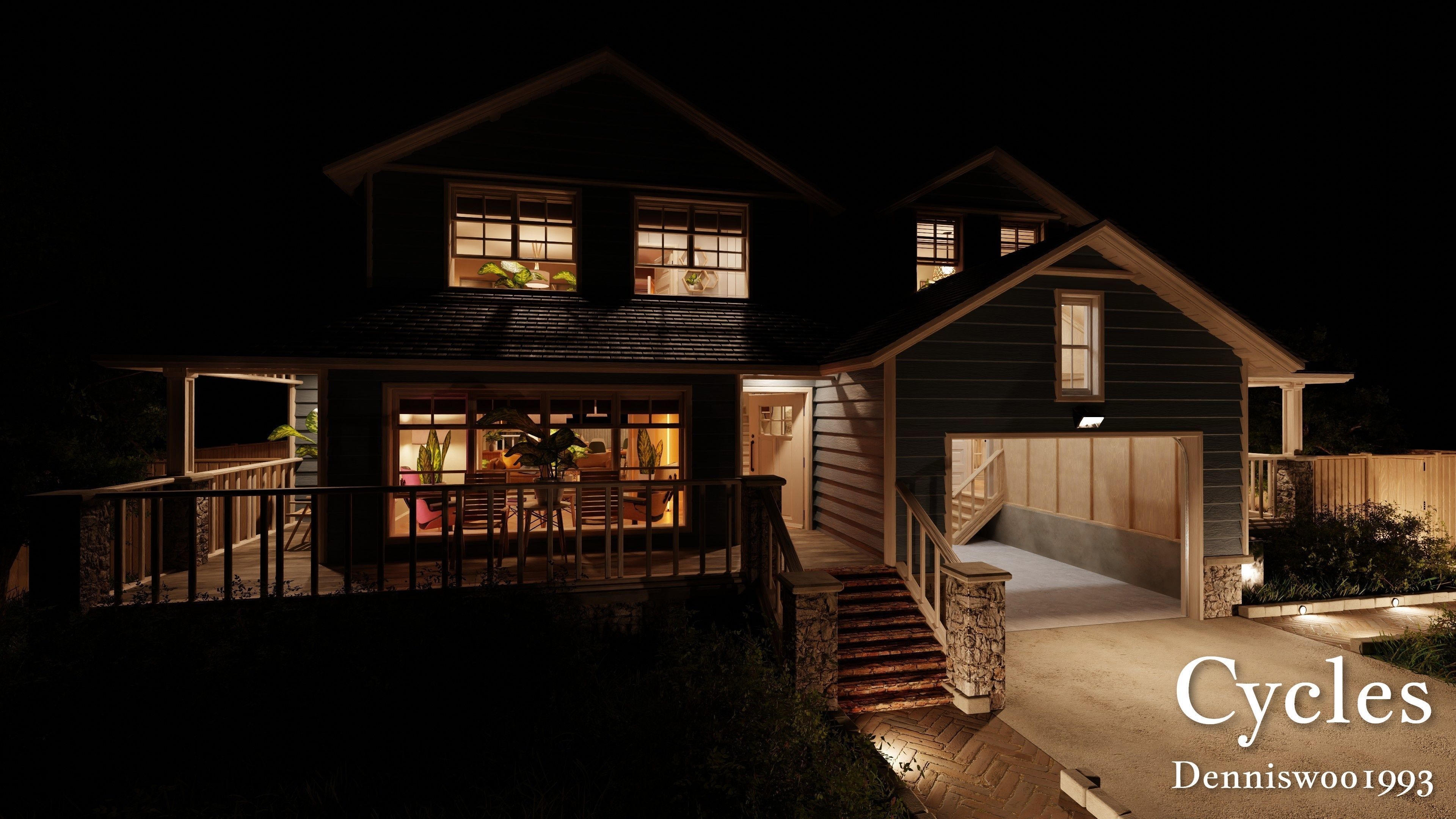 Modular Classic Style American House 16 Low-poly 3D model_21