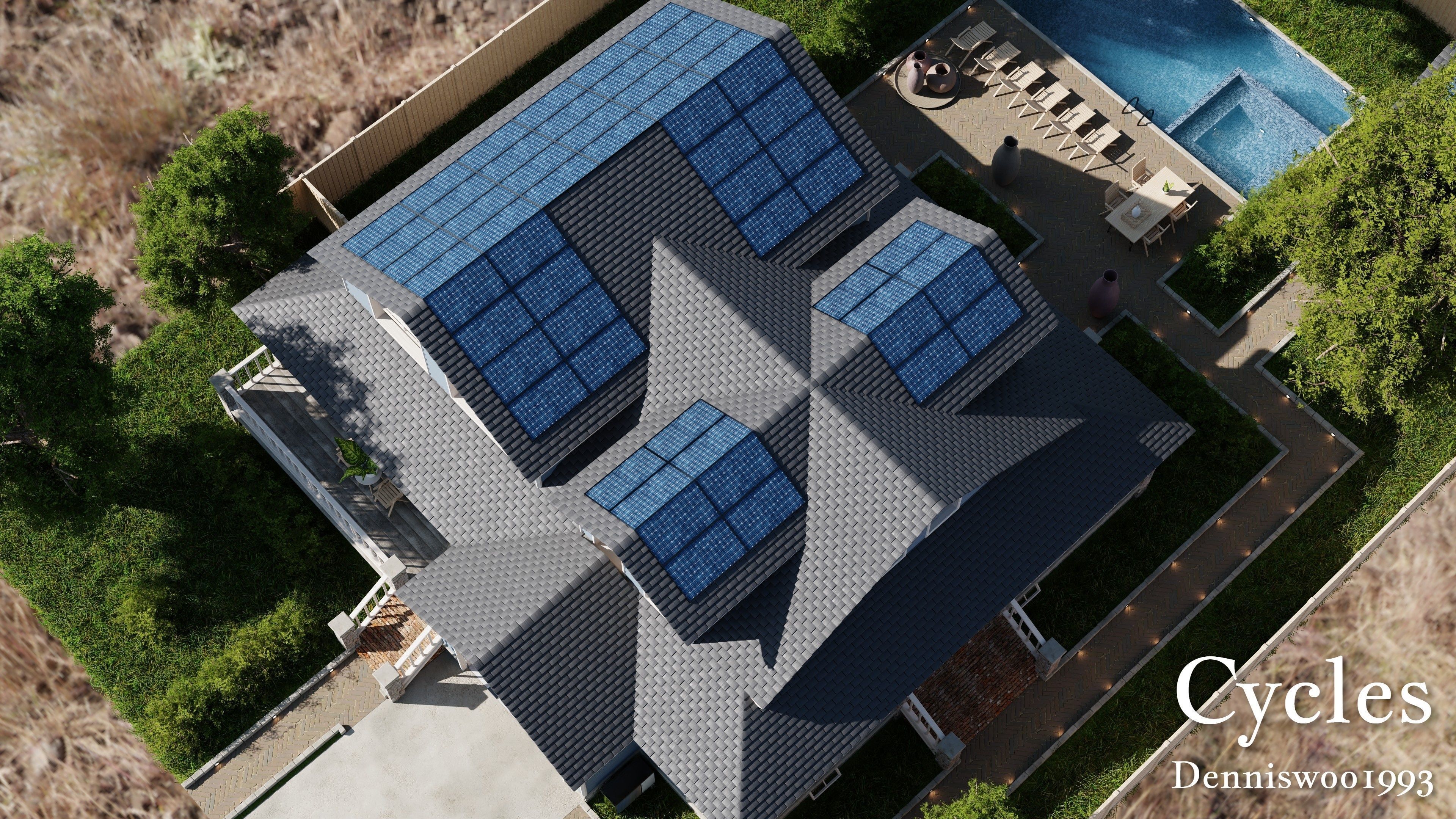 Modular Classic Style American House 16 Low-poly 3D model_7