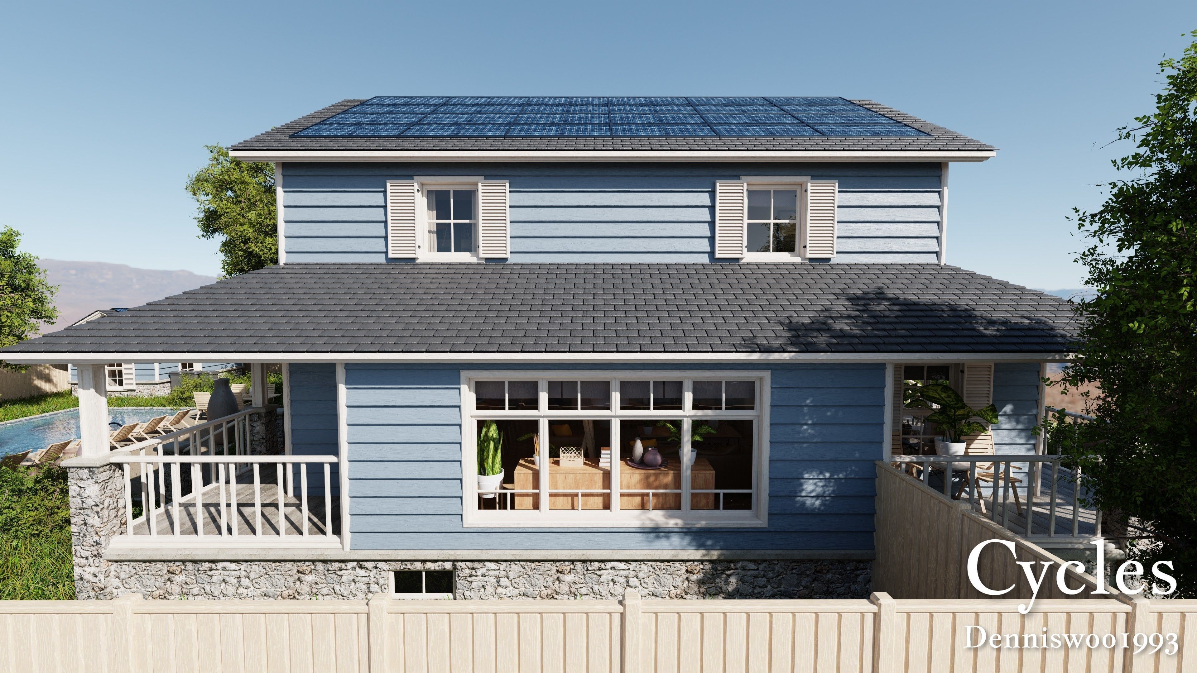 Modular Classic Style American House 16 Low-poly 3D model_20