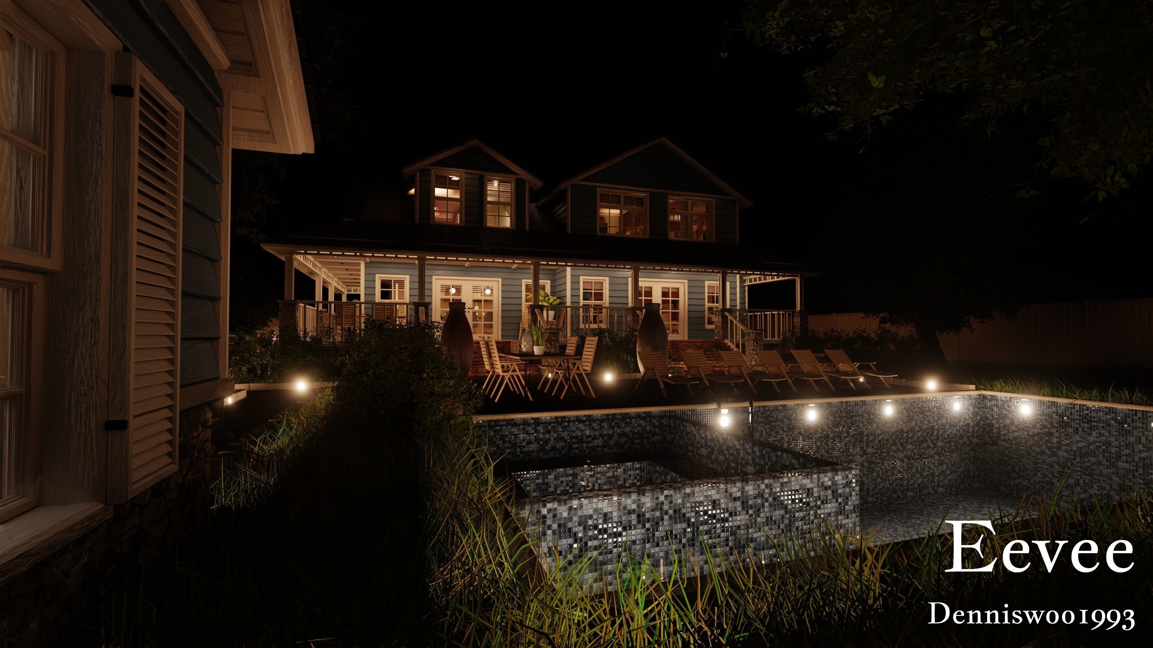 Modular Classic Style American House 16 Low-poly 3D model_42