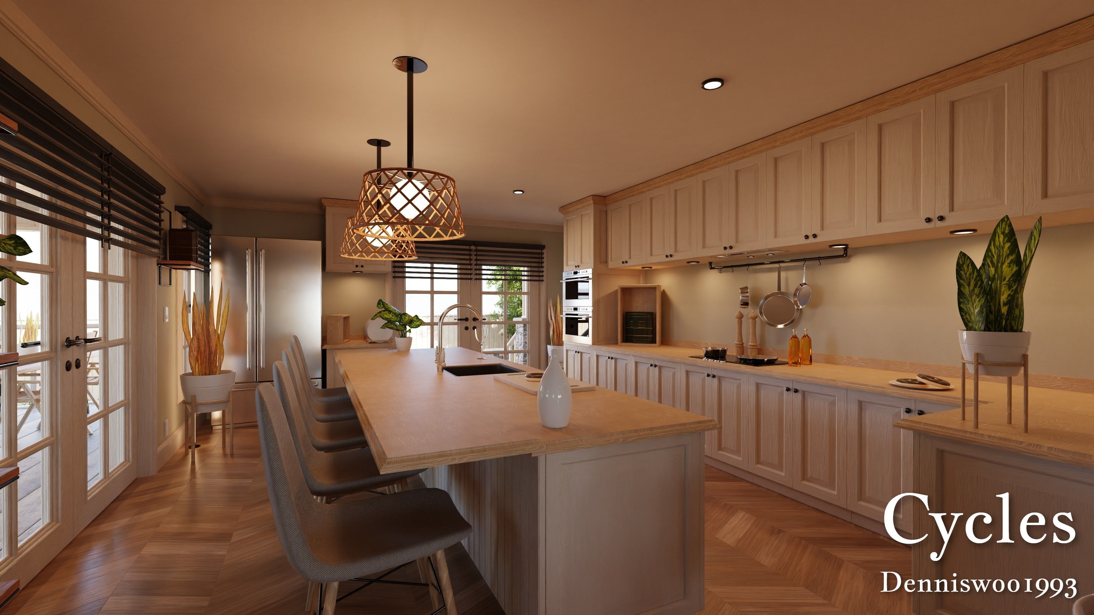 Modular Classic Style American House 16 Low-poly 3D model_8