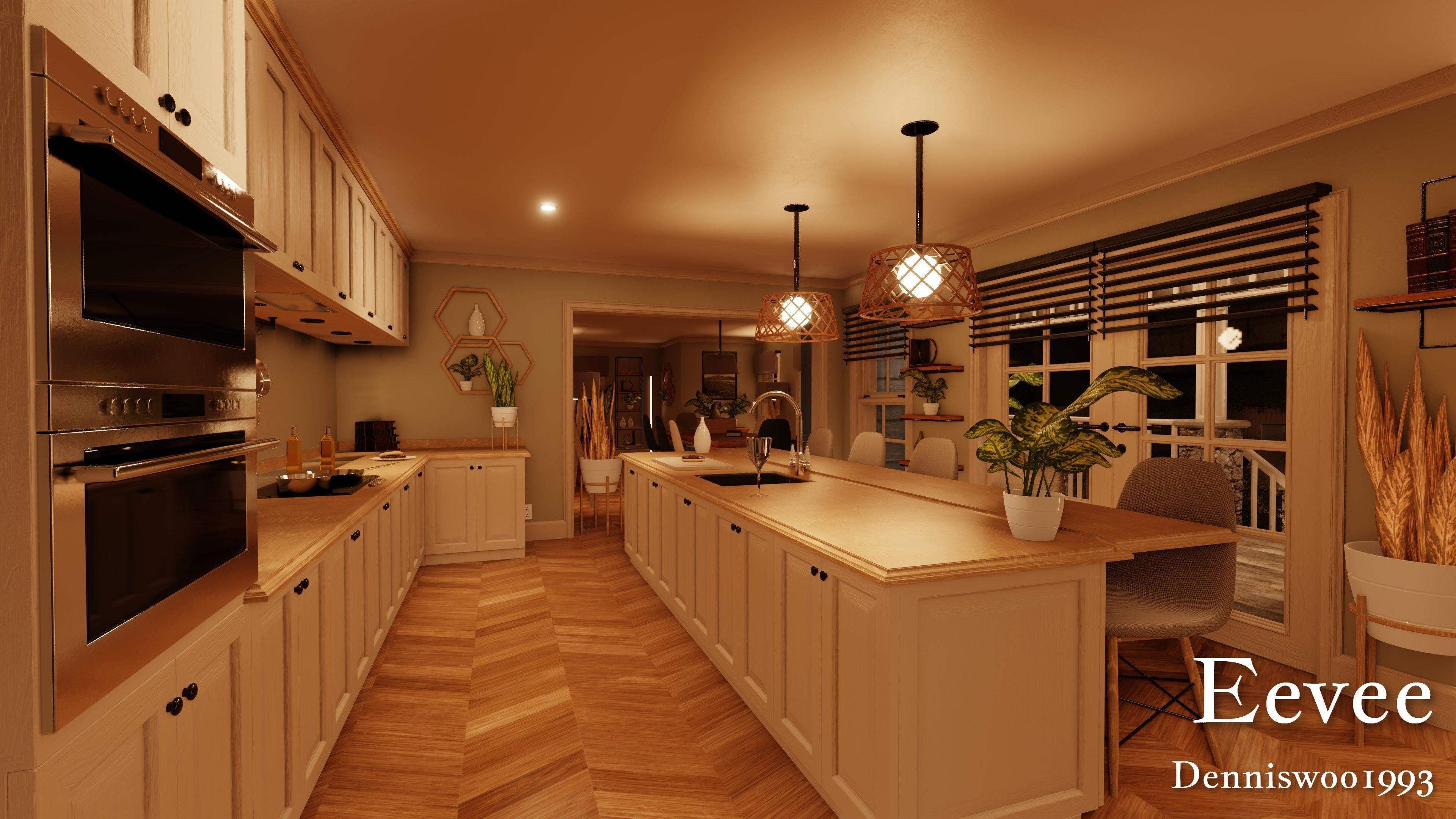 Modular Classic Style American House 16 Low-poly 3D model_41