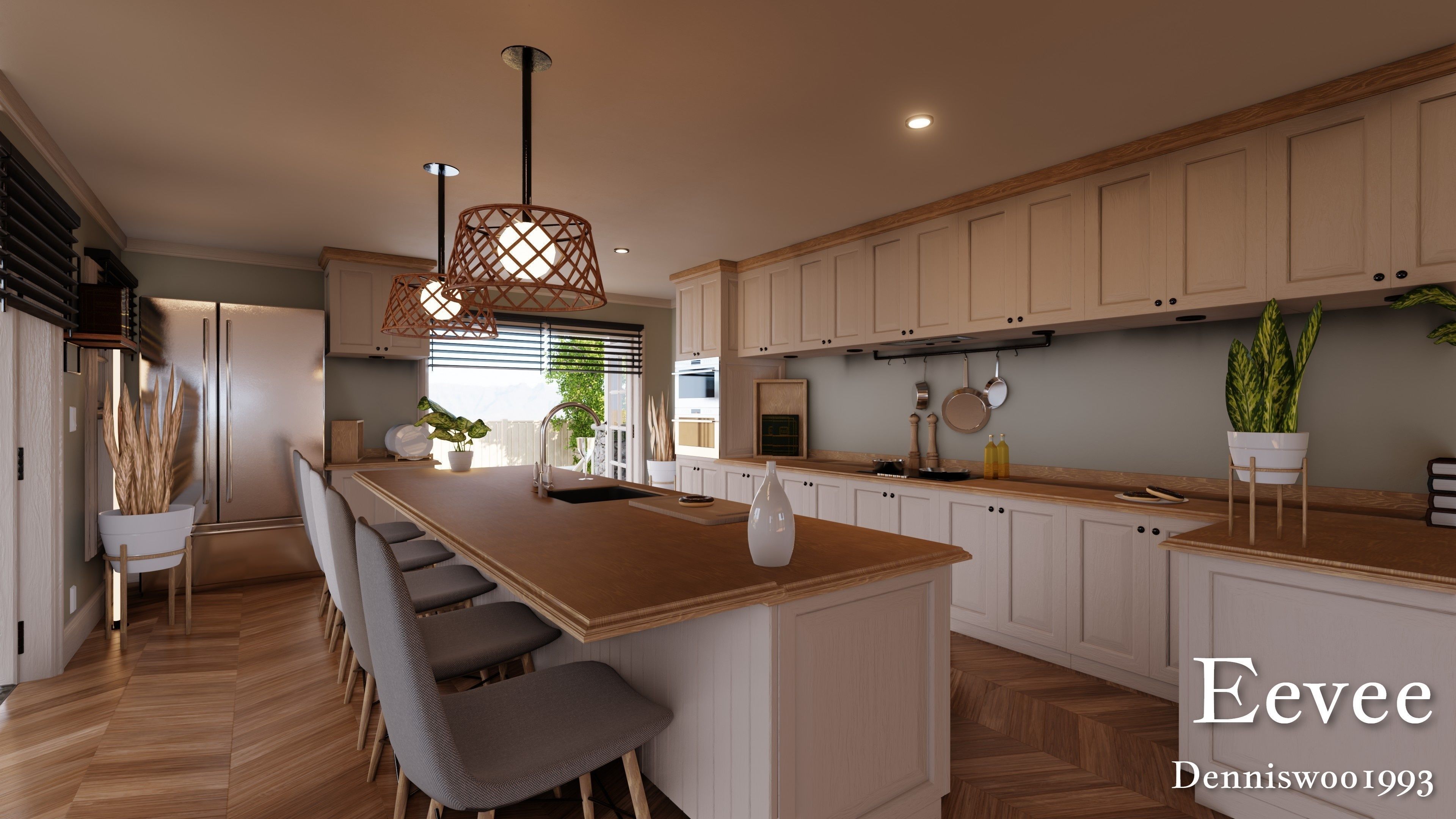 Modular Classic Style American House 16 Low-poly 3D model_32