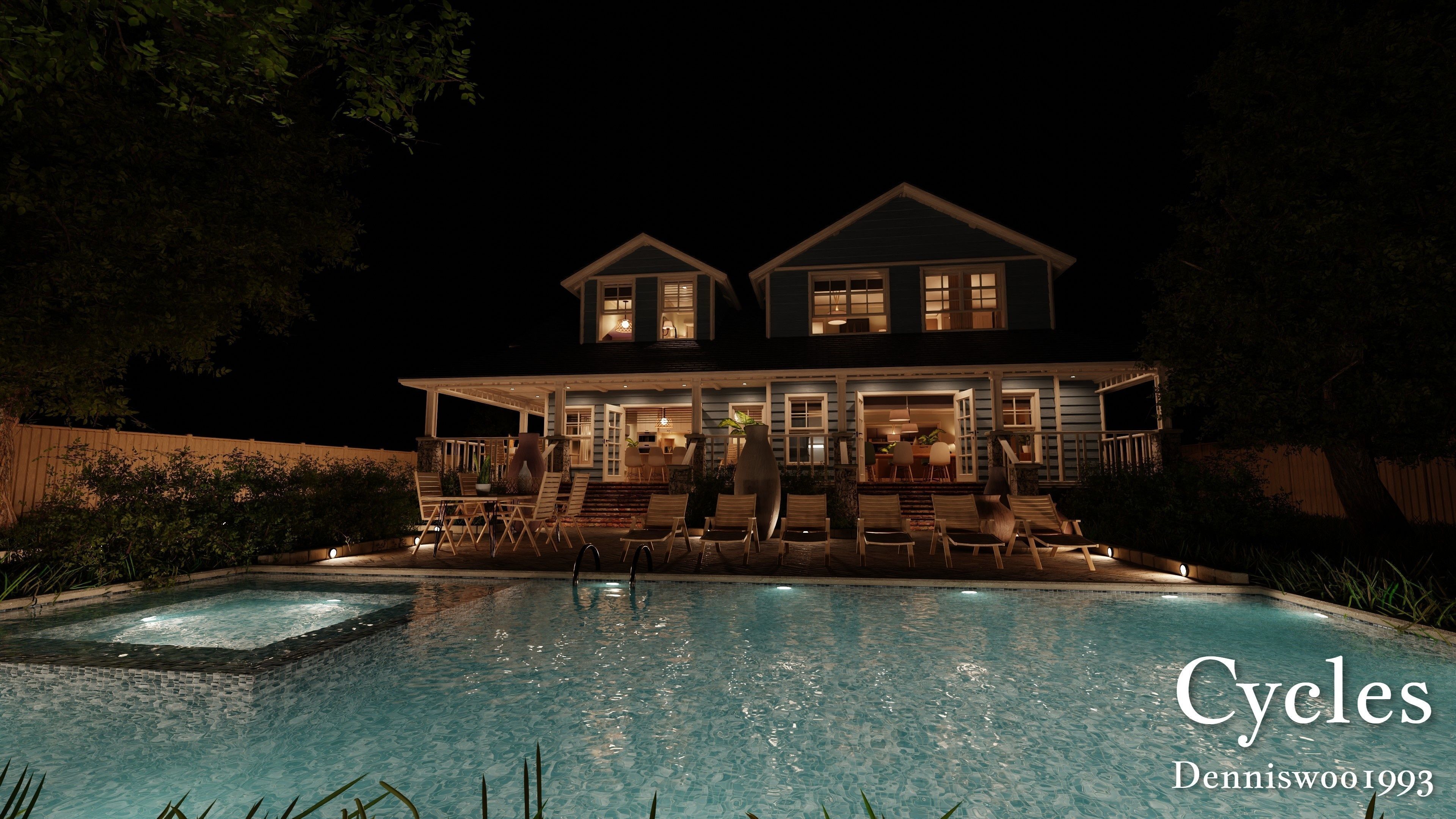 Modular Classic Style American House 16 Low-poly 3D model_25