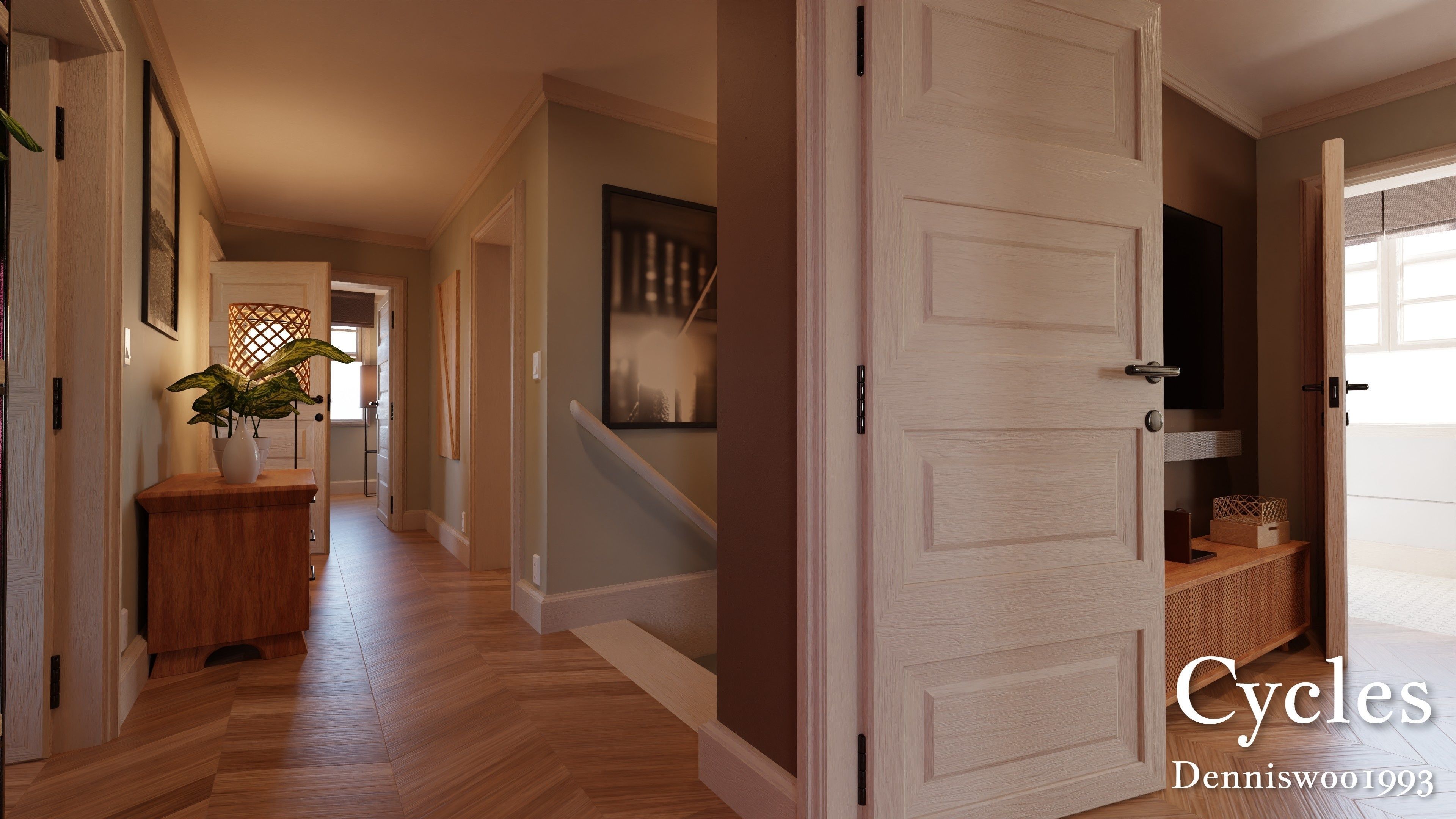 Modular Classic Style American House 16 Low-poly 3D model_17