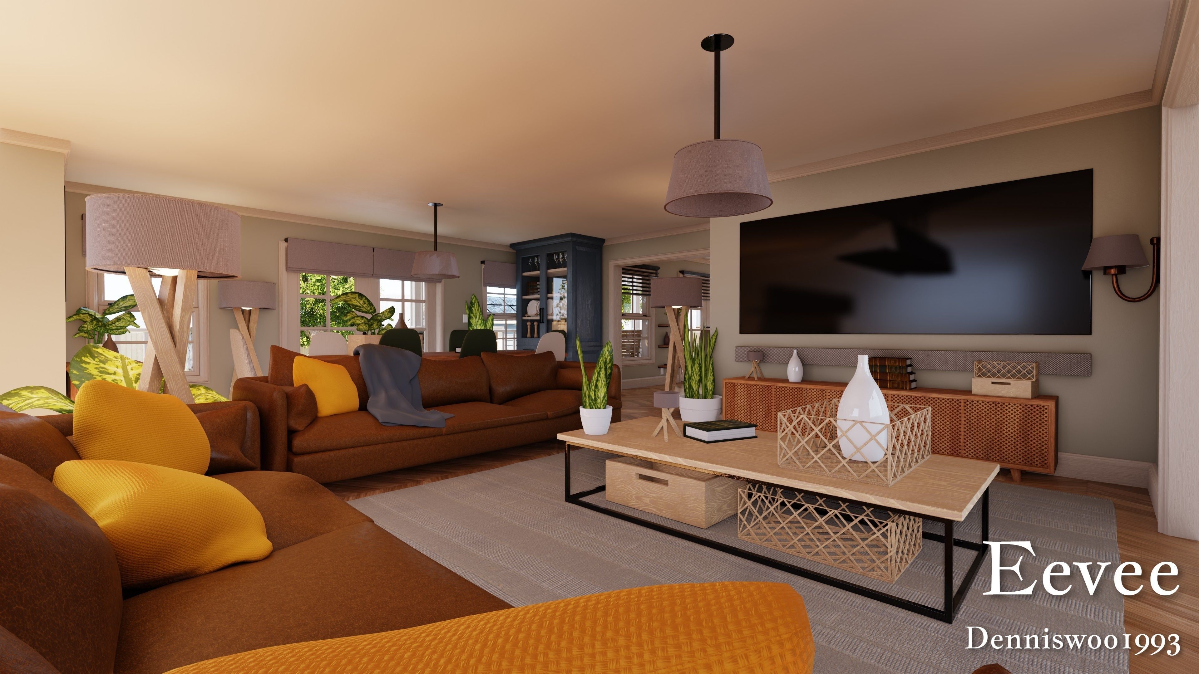 Modular Classic Style American House 16 Low-poly 3D model_31