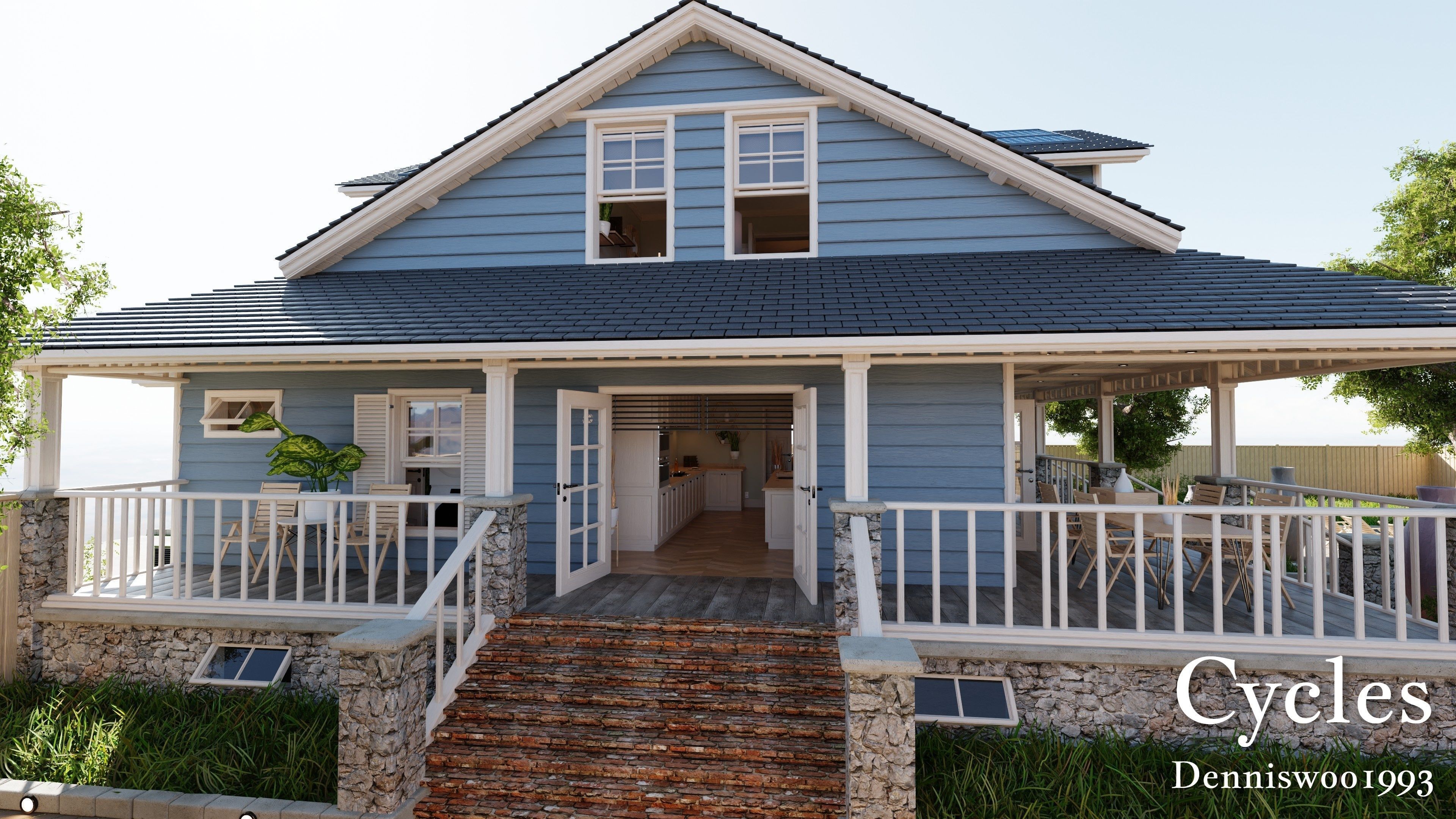 Modular Classic Style American House 16 Low-poly 3D model_22