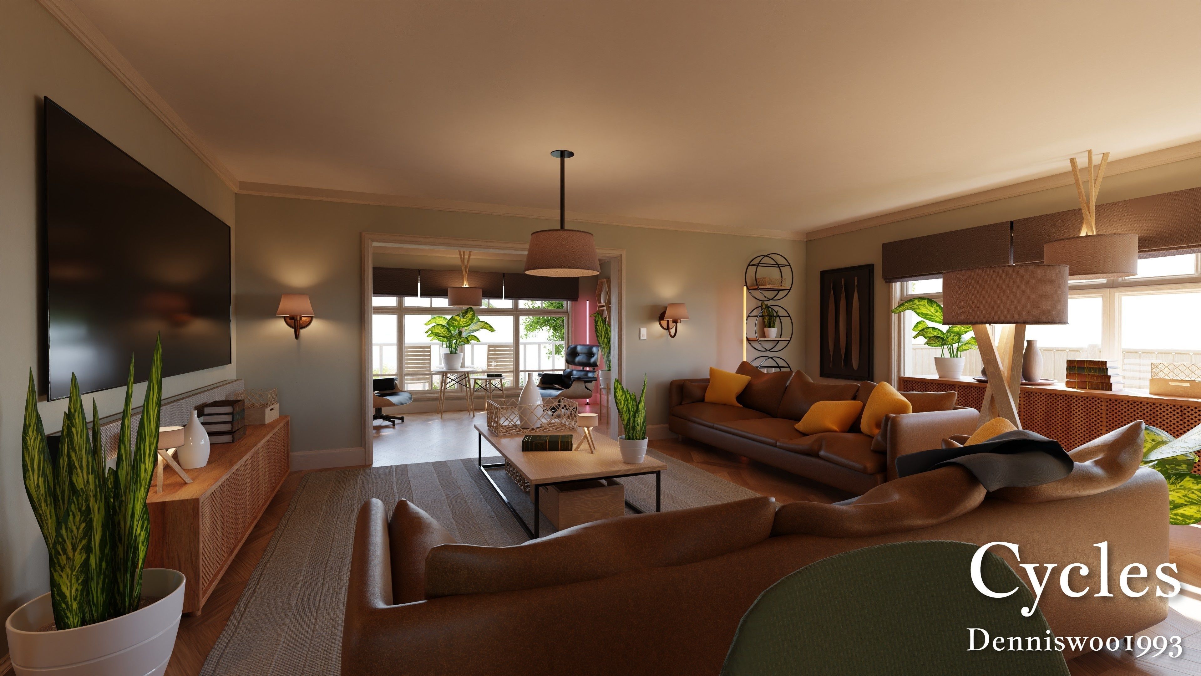 Modular Classic Style American House 16 Low-poly 3D model_3