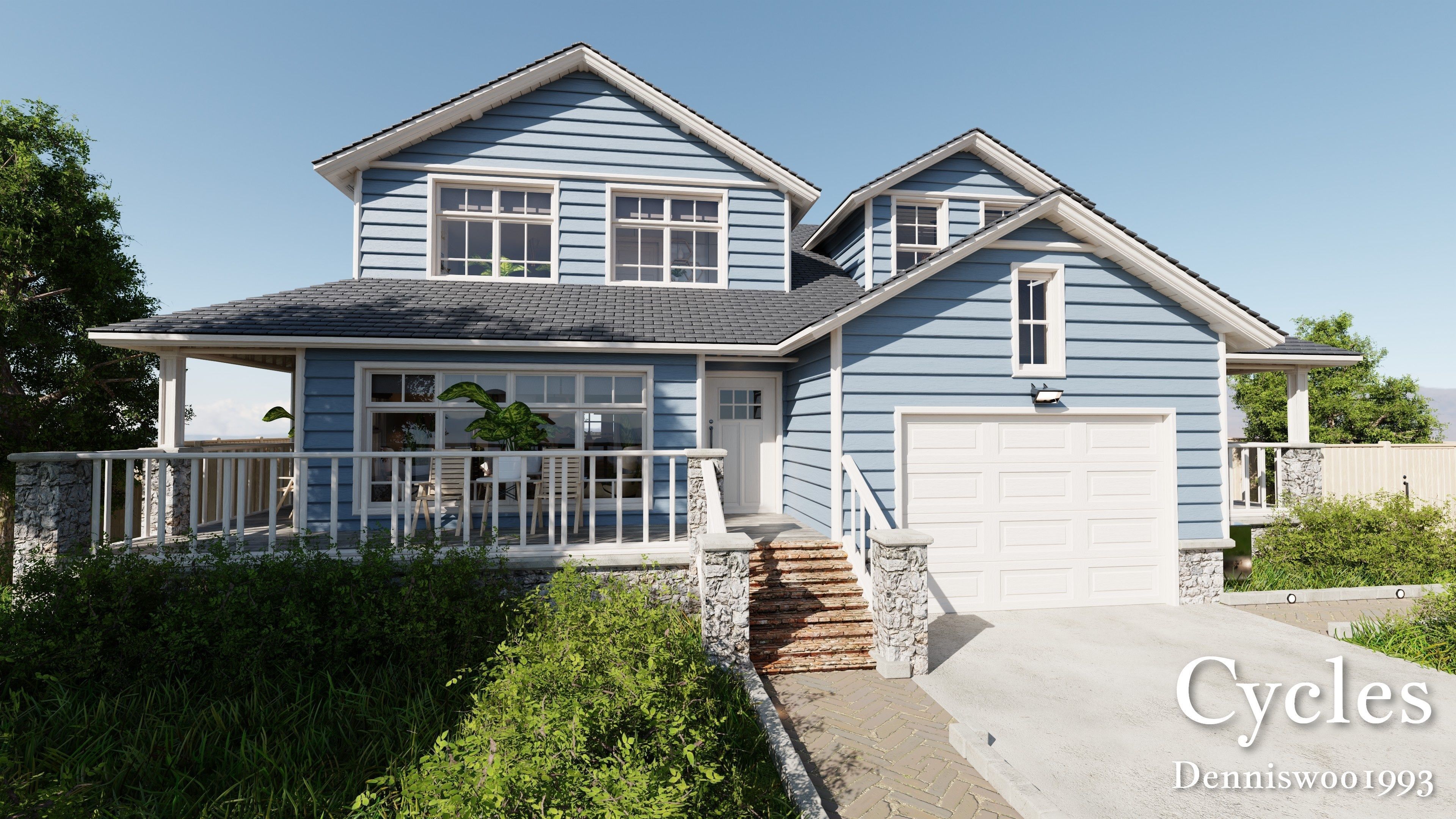 Modular Classic Style American House 16 Low-poly 3D model_2