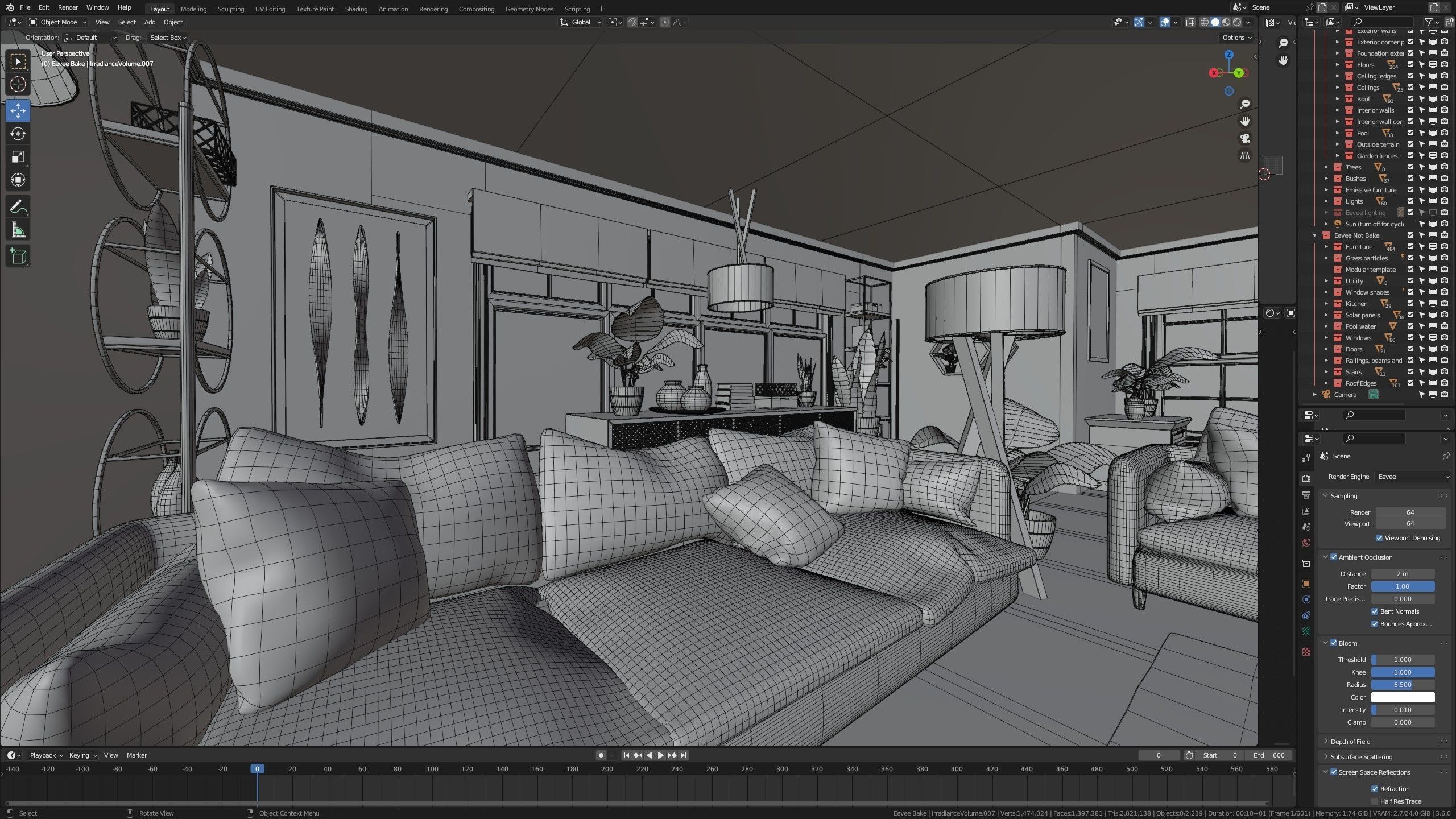 Modular Classic Style American House 16 Low-poly 3D model_47