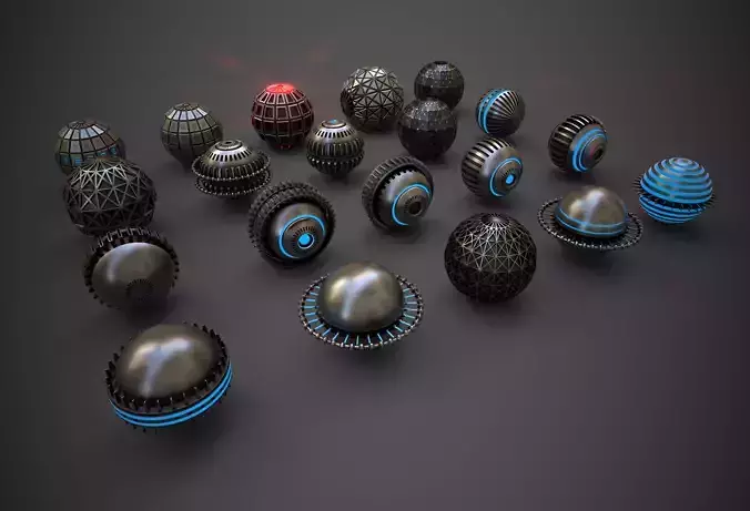 Sci-Fi Sphere Collection Metal One Low-poly 3D model