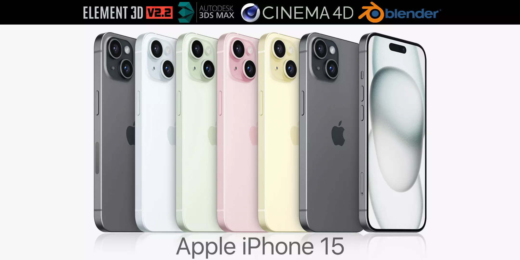 Apple iPhone 15 all colors 3D model_0