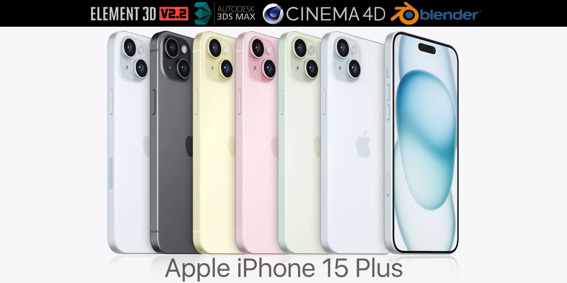Apple iPhone 15 plus all colors 3D model_0