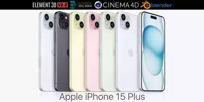Apple iPhone 15 plus all colors 3D model