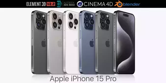 Apple iPhone 15 pro all colors 3D model
