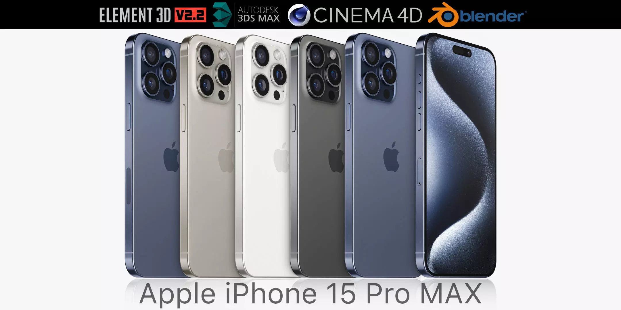 Apple iPhone 15 pro MAX all colors 3D model