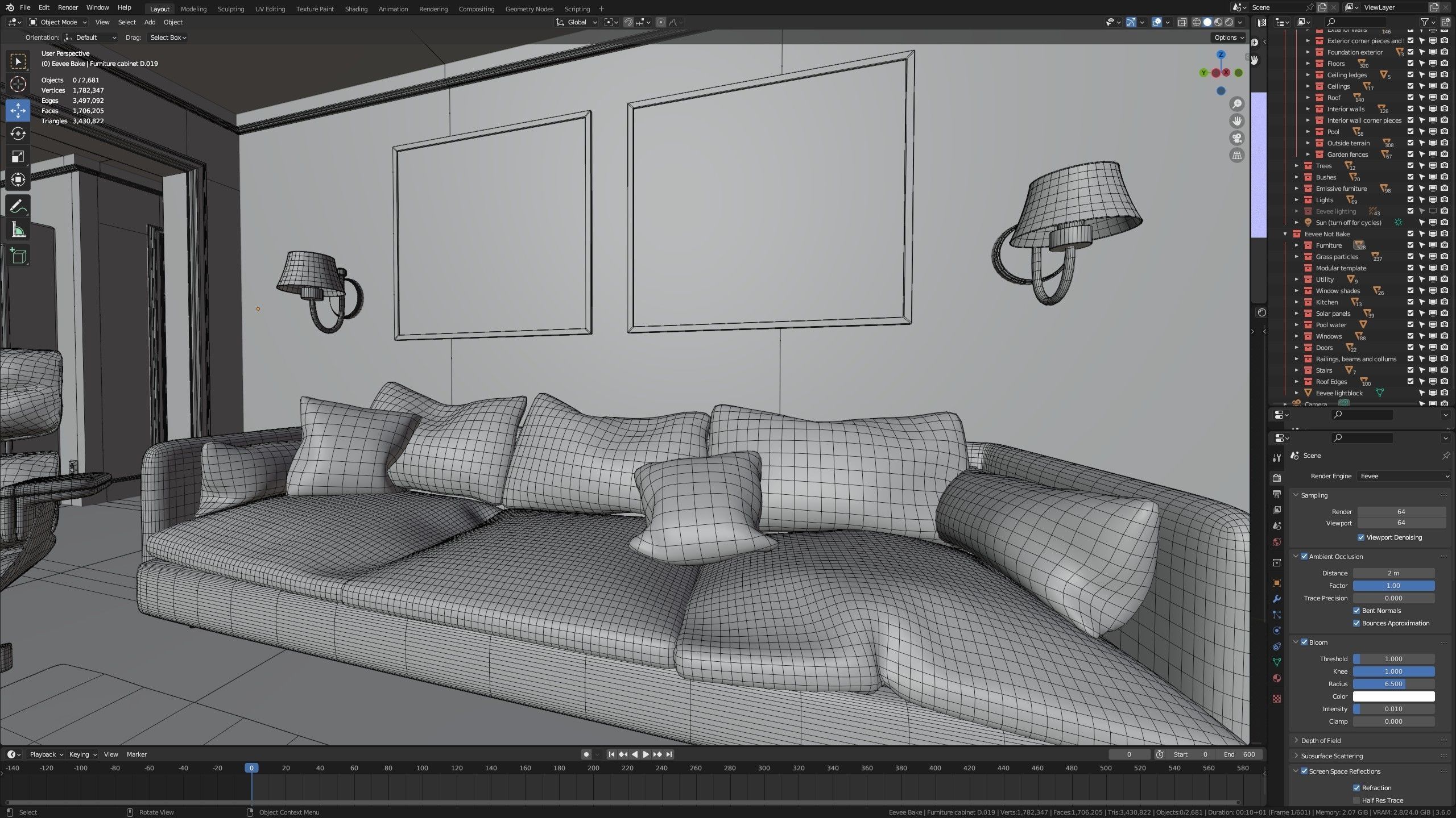 Modular Classic Style American House 17 Low-poly 3D model_55