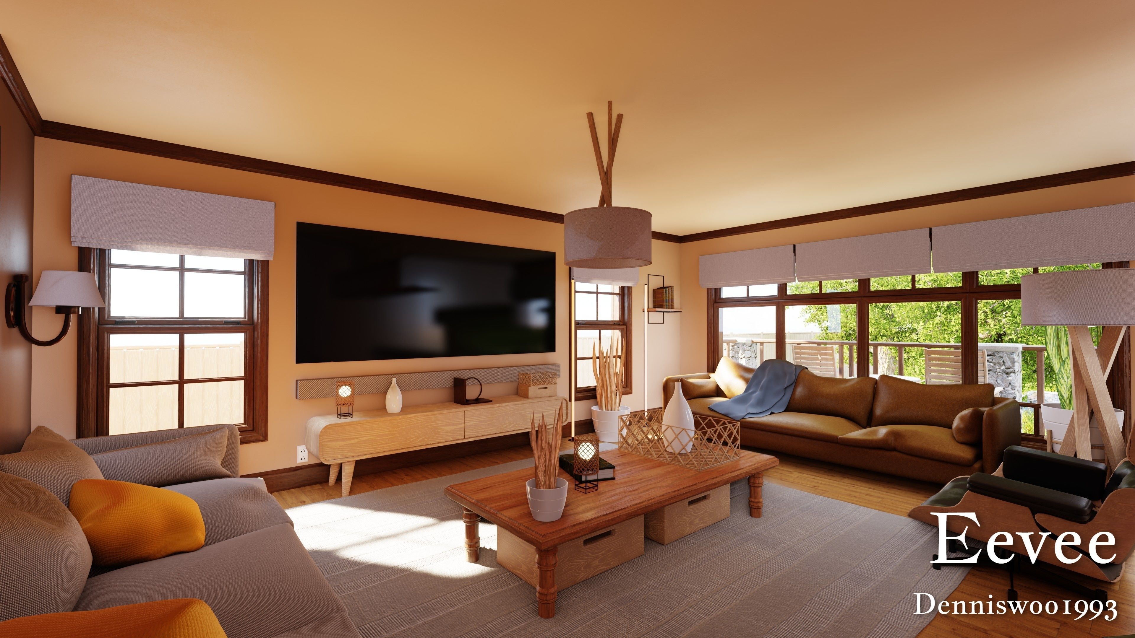 Modular Classic Style American House 17 Low-poly 3D model_37