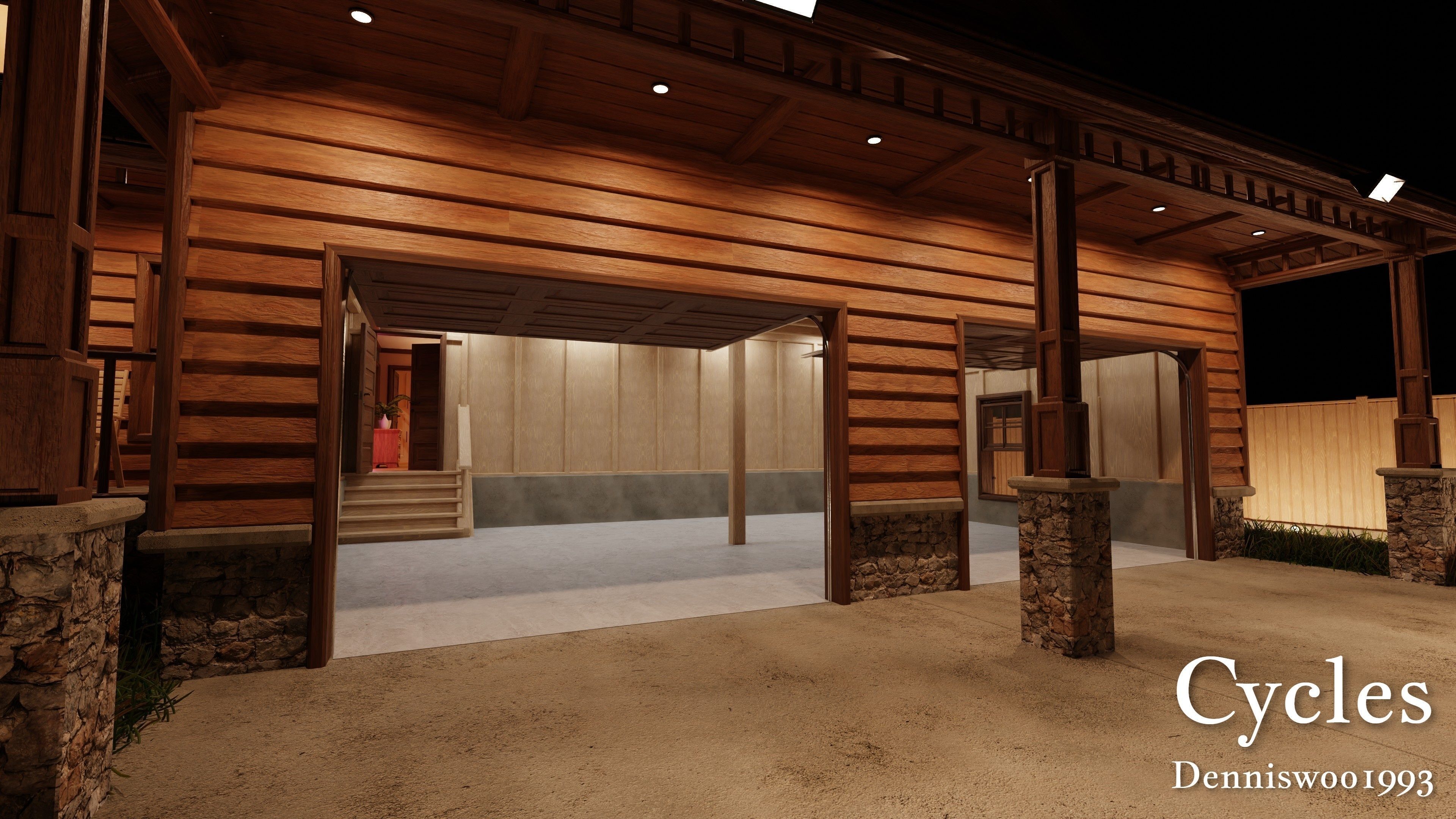 Modular Classic Style American House 17 Low-poly 3D model_35