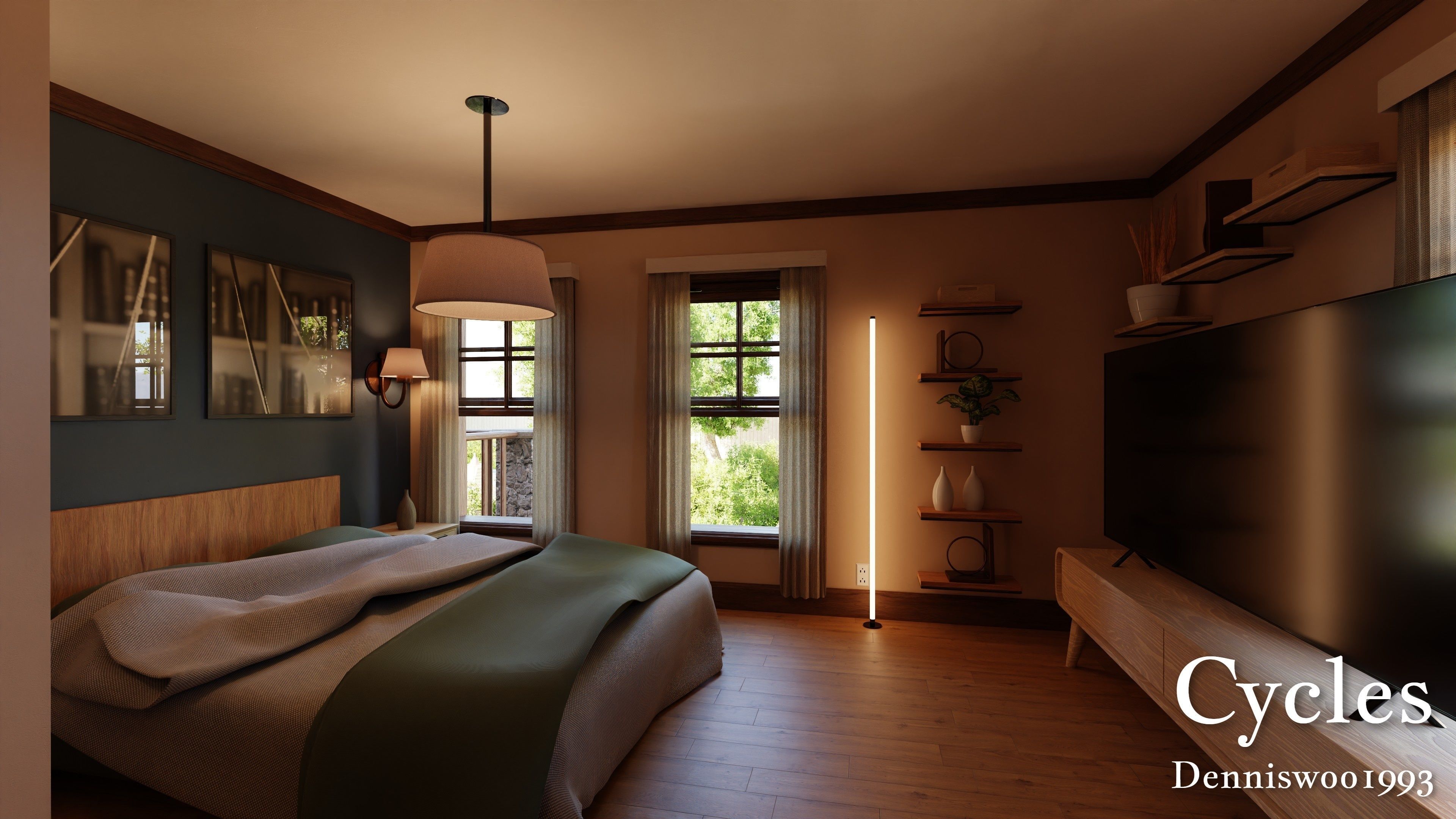 Modular Classic Style American House 17 Low-poly 3D model_11