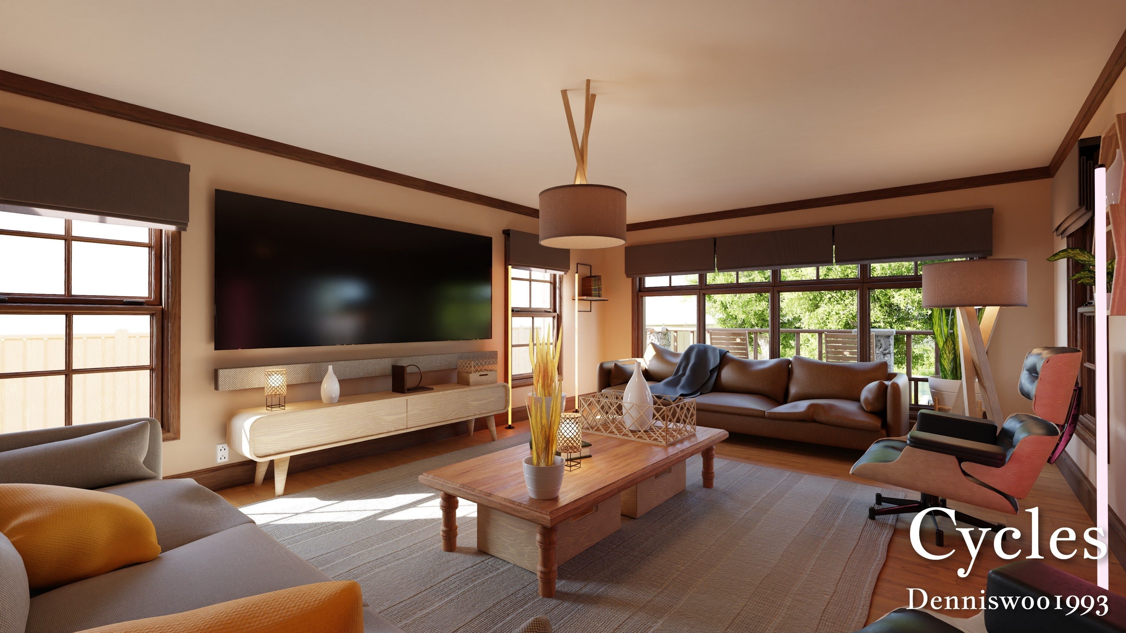 Modular Classic Style American House 17 Low-poly 3D model_3