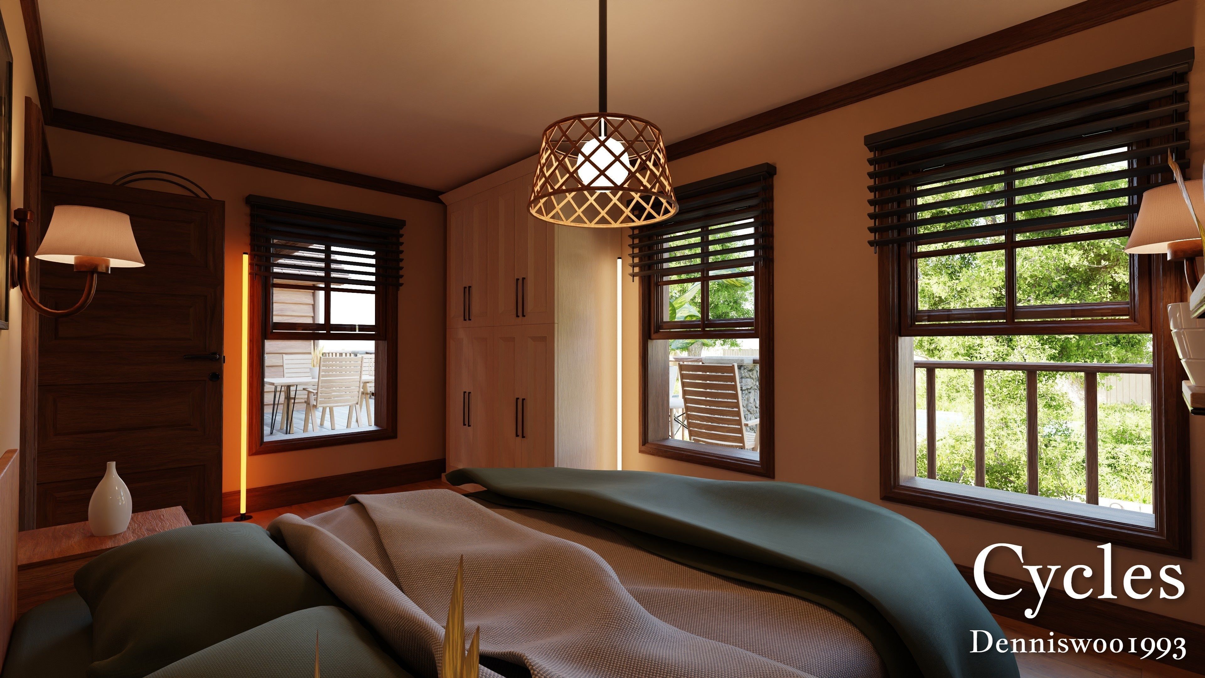 Modular Classic Style American House 17 Low-poly 3D model_21