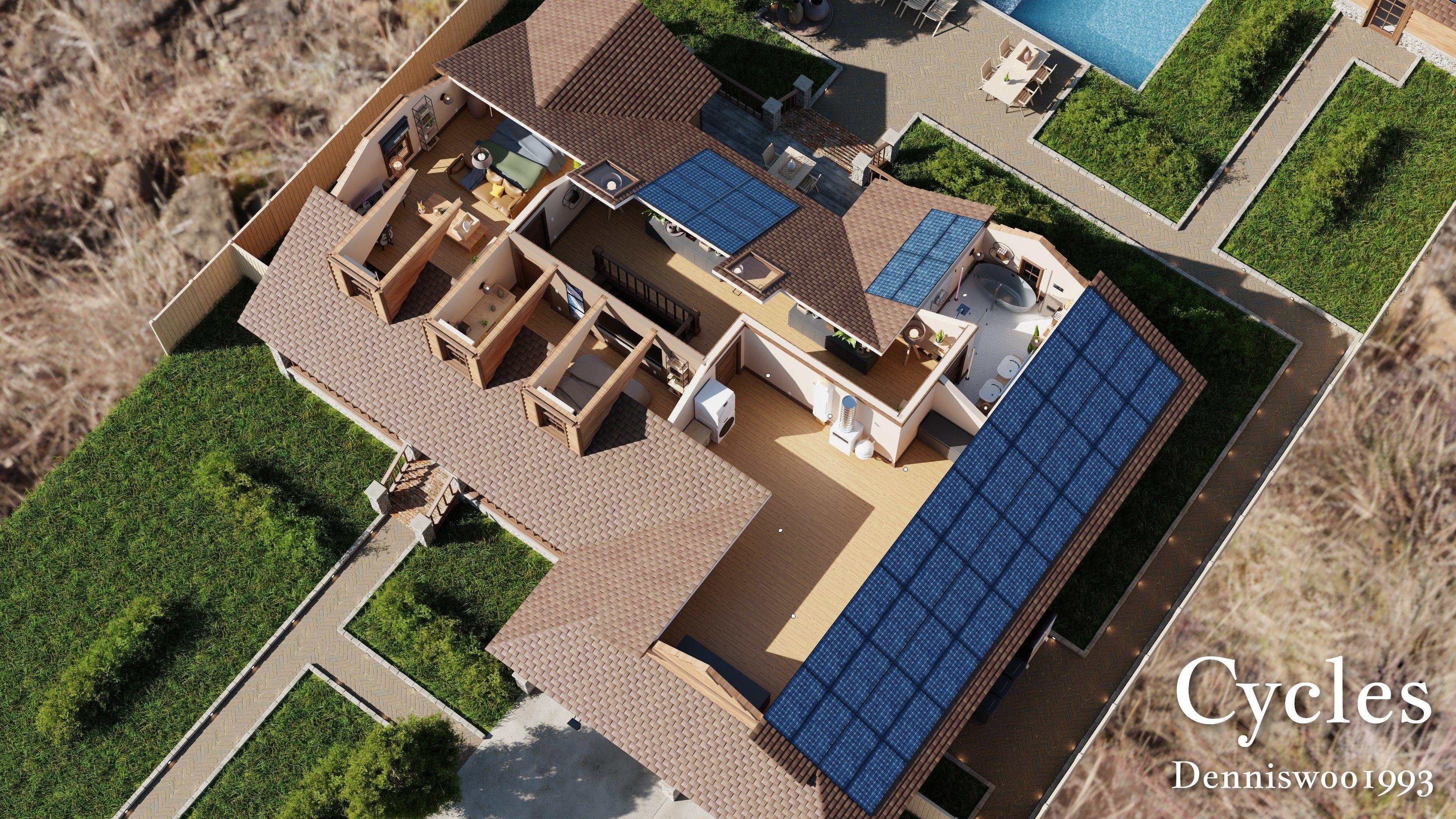 Modular Classic Style American House 17 Low-poly 3D model_7