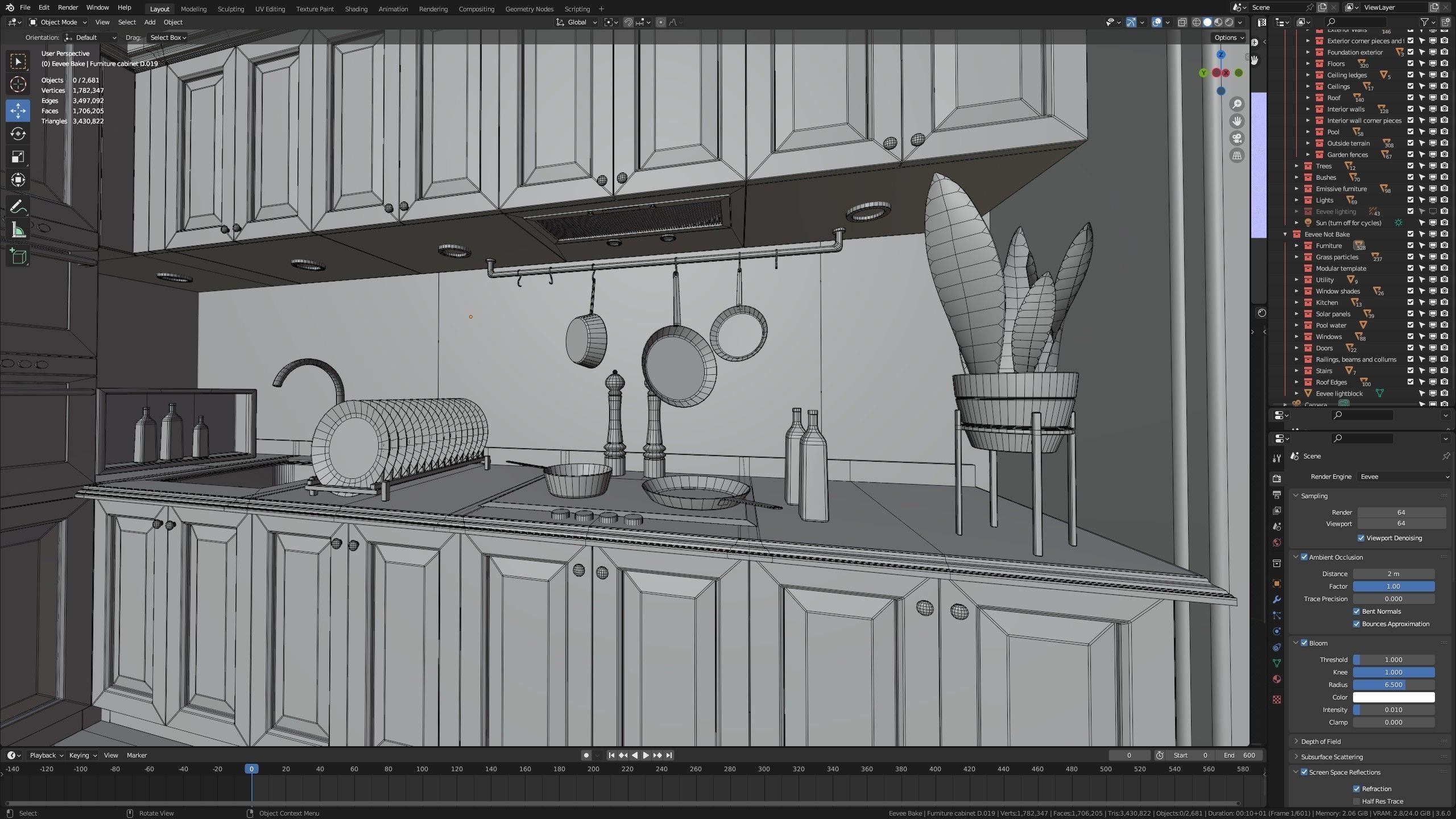 Modular Classic Style American House 17 Low-poly 3D model_56