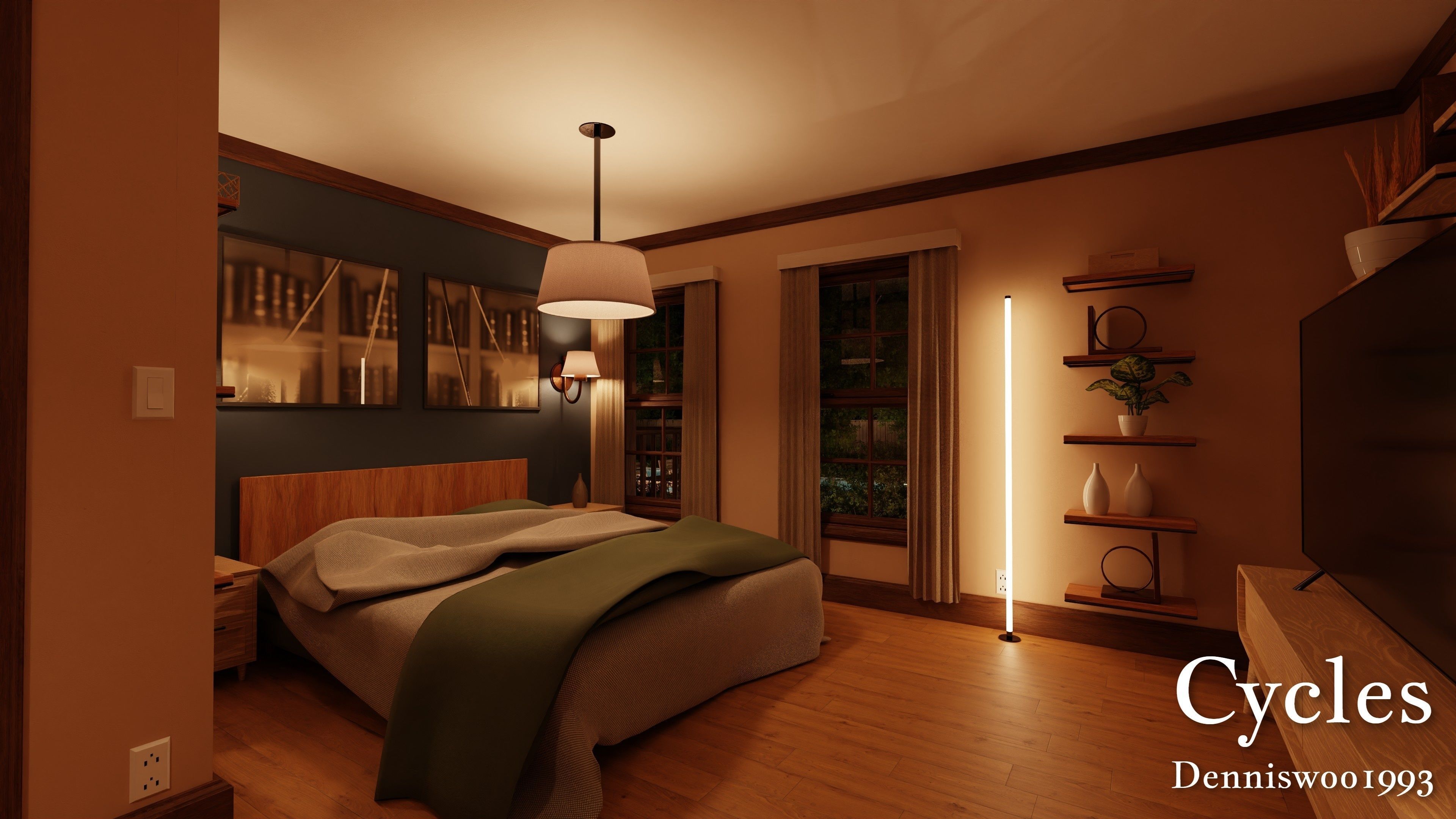 Modular Classic Style American House 17 Low-poly 3D model_32