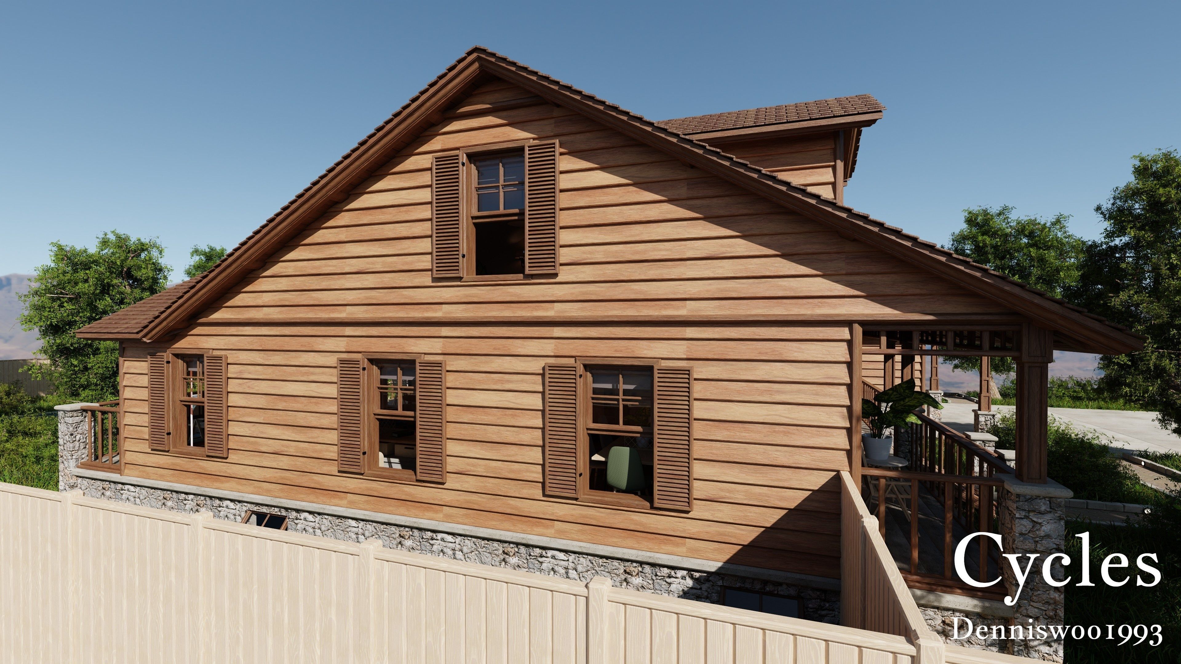 Modular Classic Style American House 17 Low-poly 3D model_24