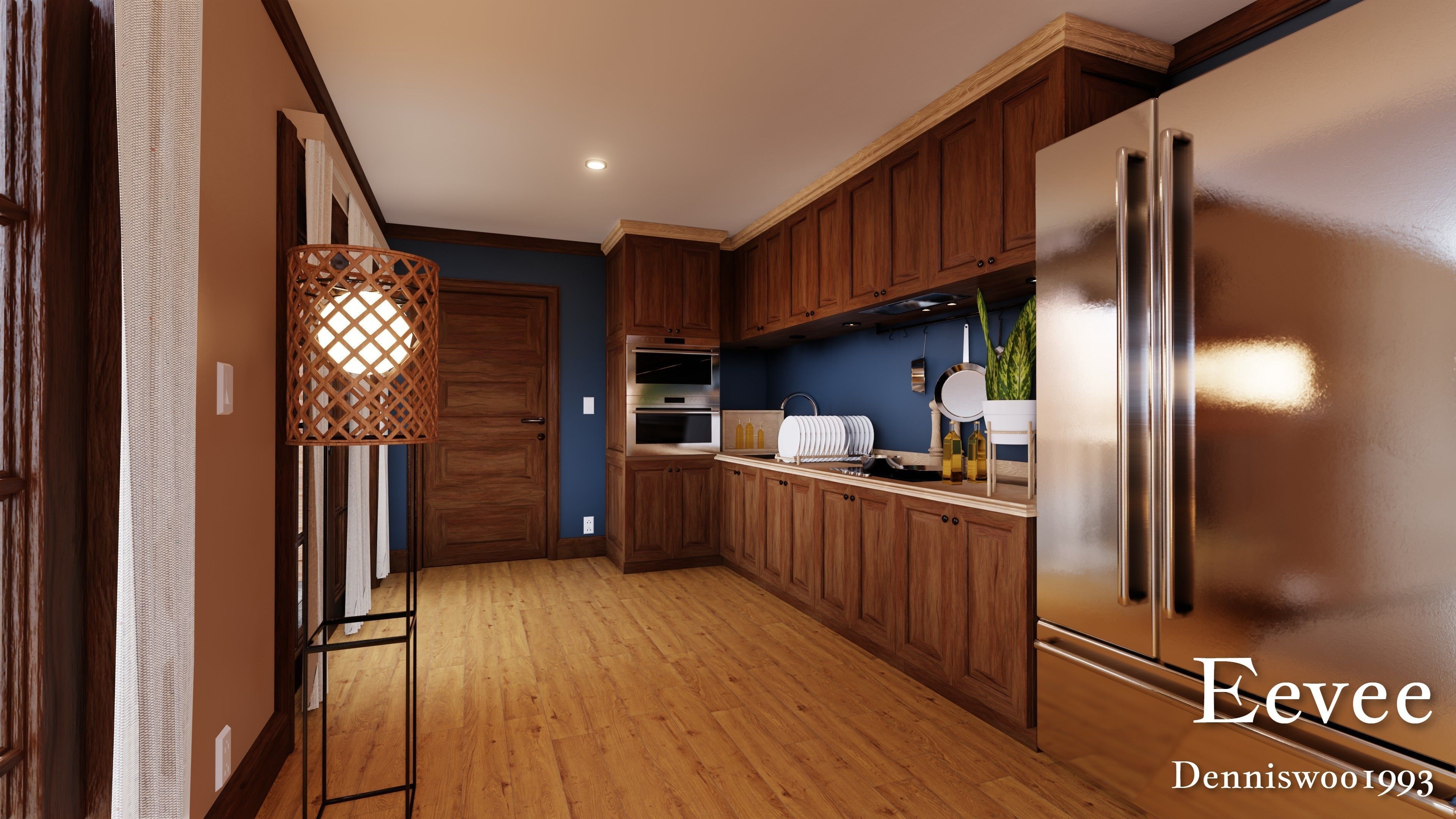 Modular Classic Style American House 17 Low-poly 3D model_38