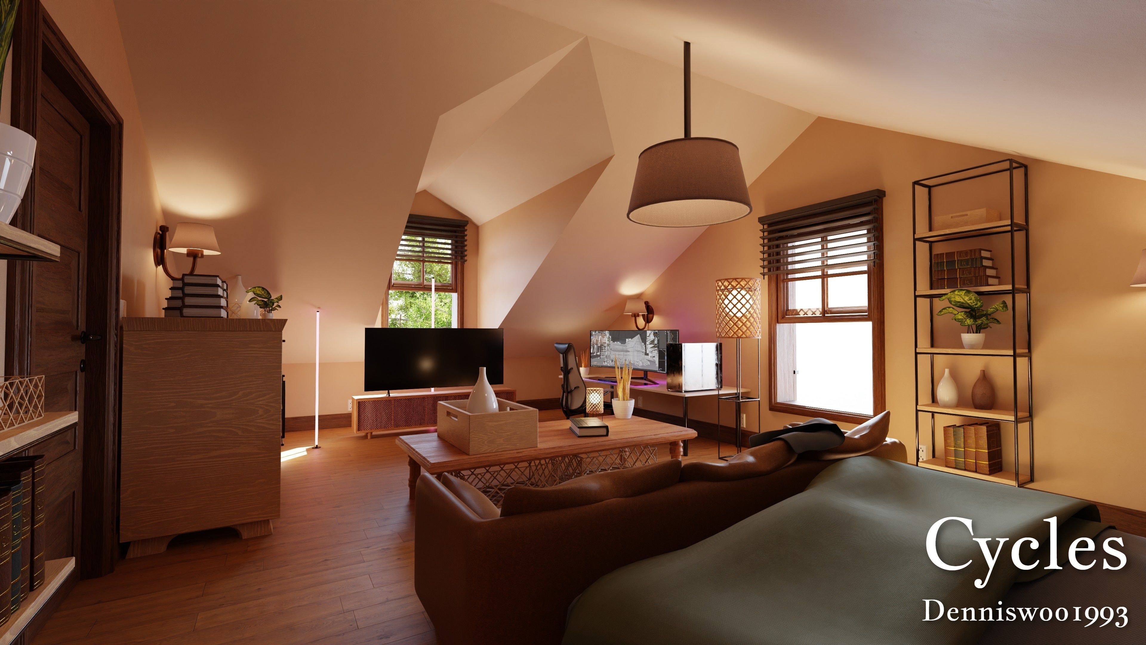 Modular Classic Style American House 17 Low-poly 3D model_13