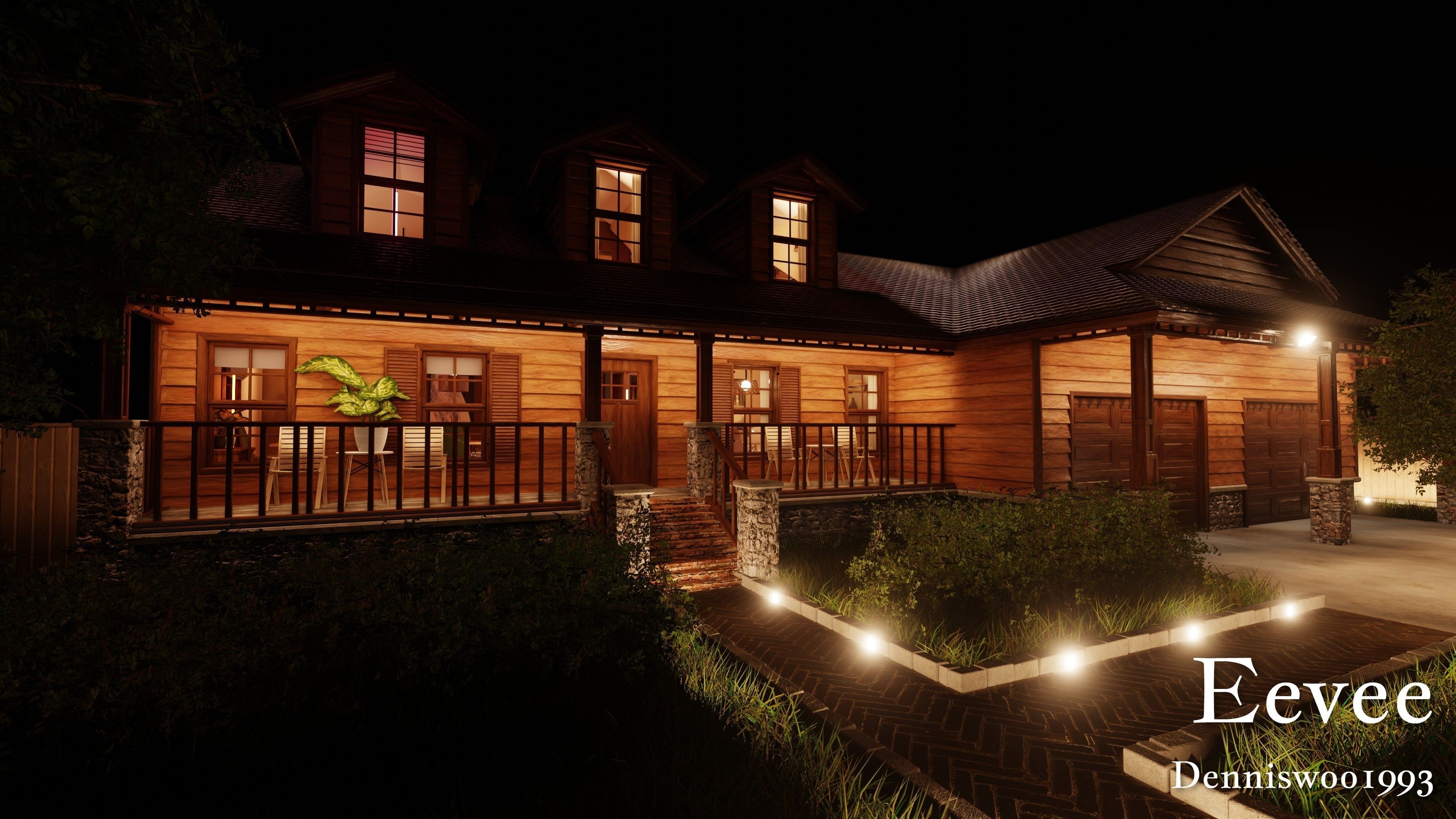 Modular Classic Style American House 17 Low-poly 3D model_47