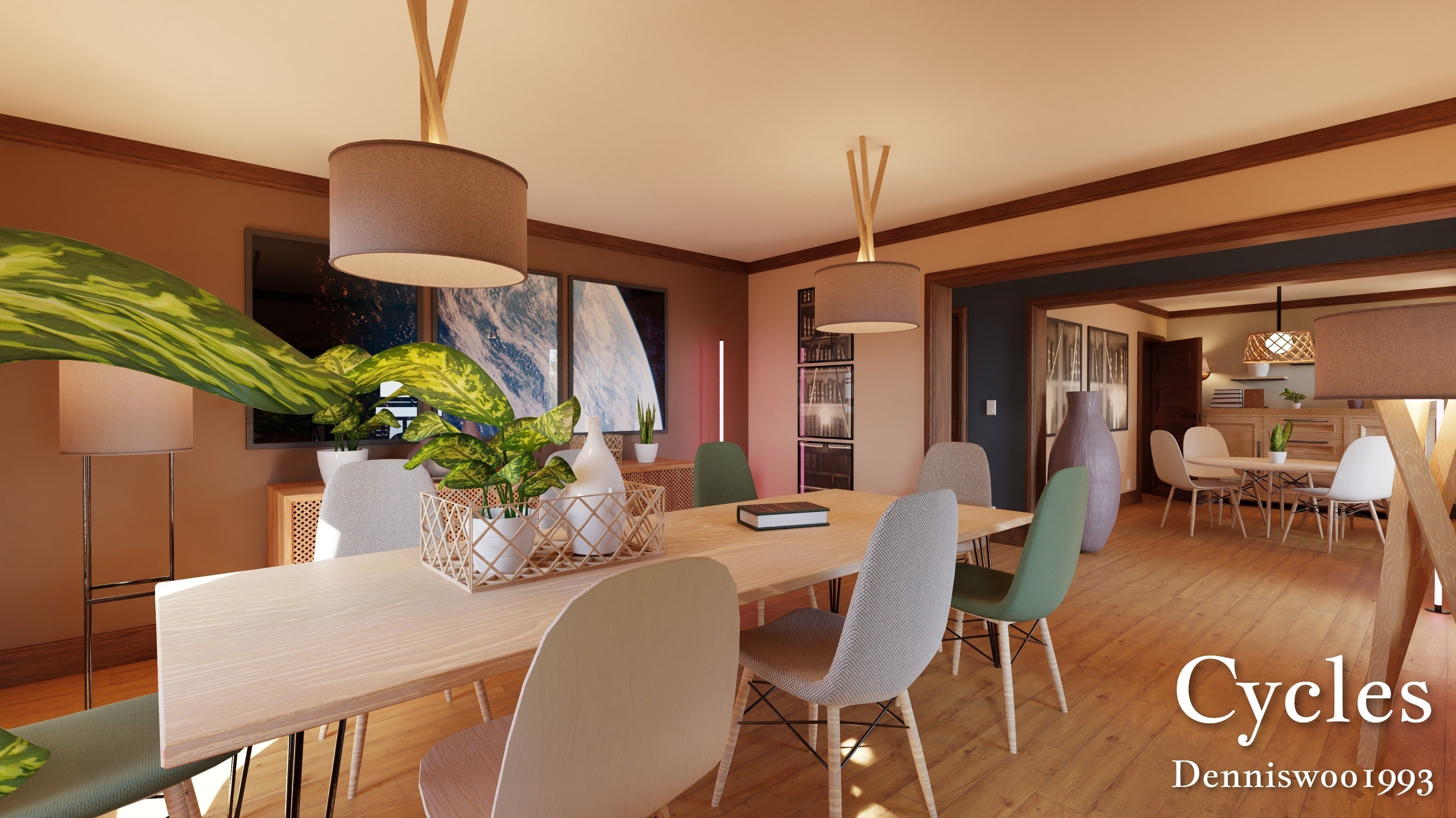 Modular Classic Style American House 17 Low-poly 3D model_16