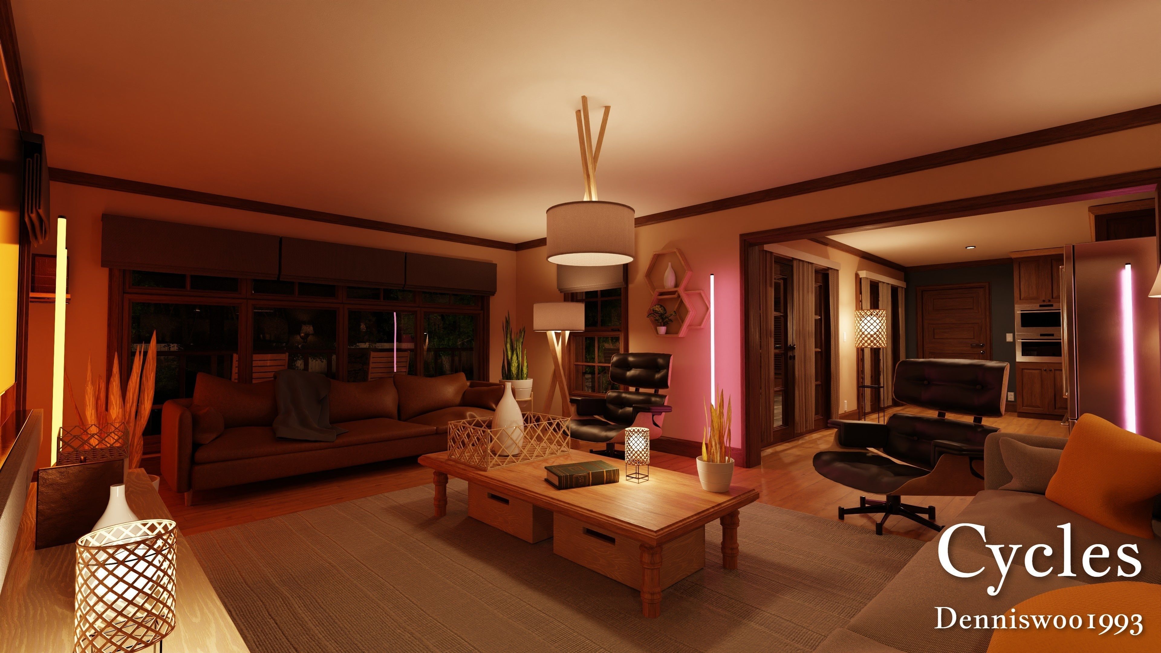 Modular Classic Style American House 17 Low-poly 3D model_27