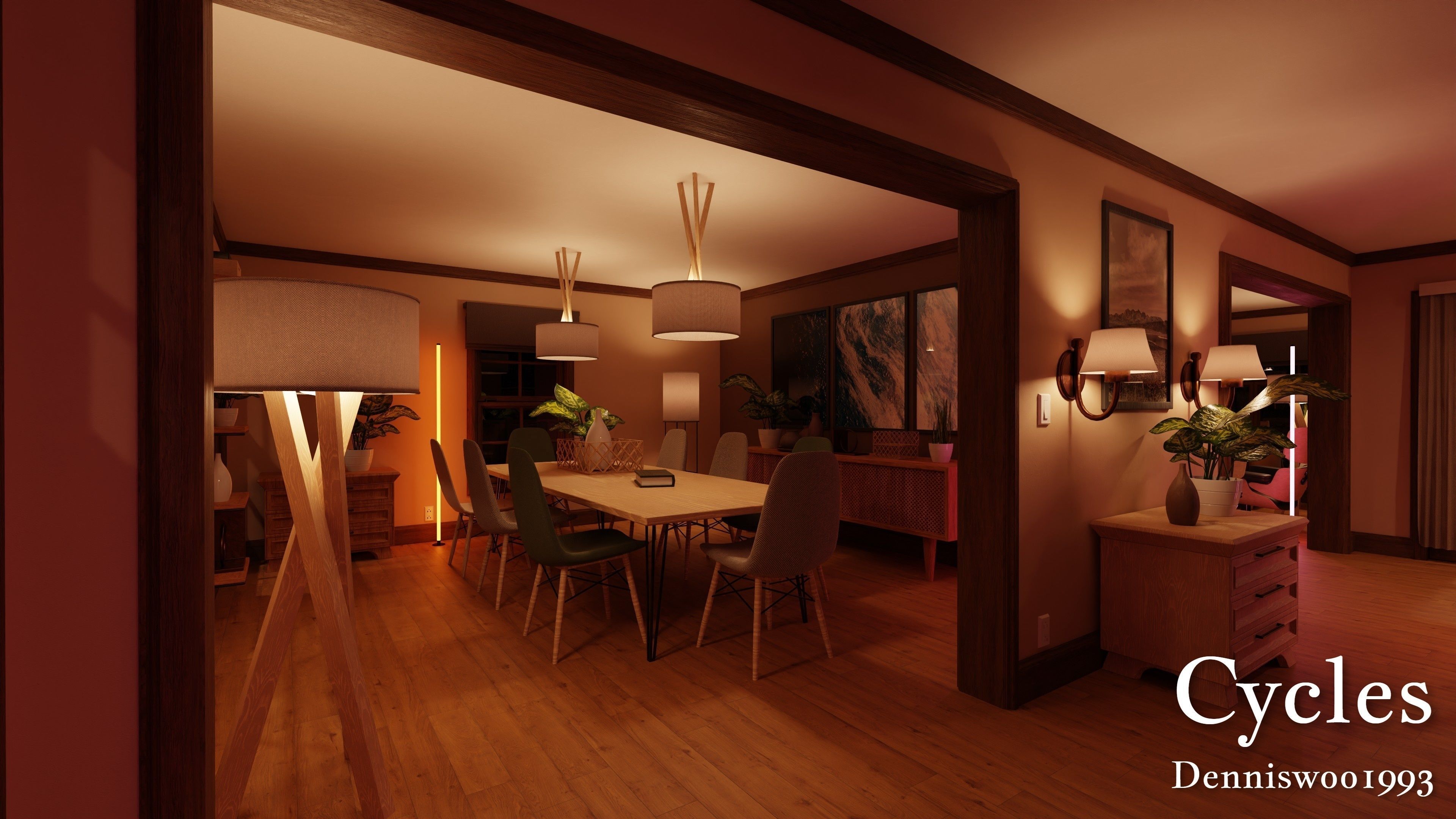 Modular Classic Style American House 17 Low-poly 3D model_33