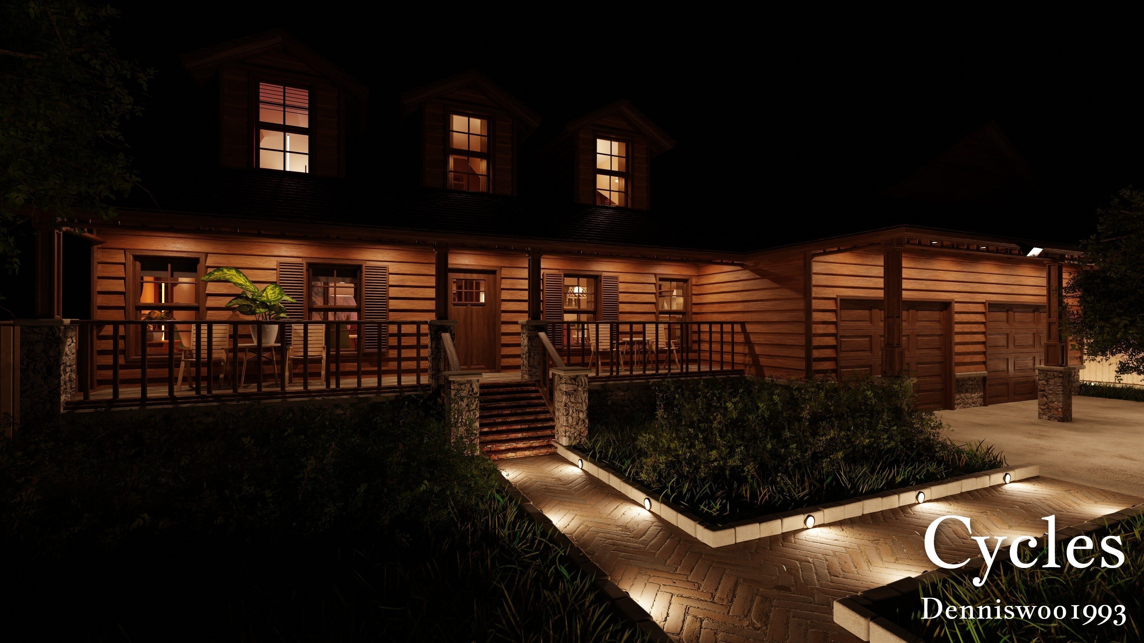 Modular Classic Style American House 17 Low-poly 3D model_26