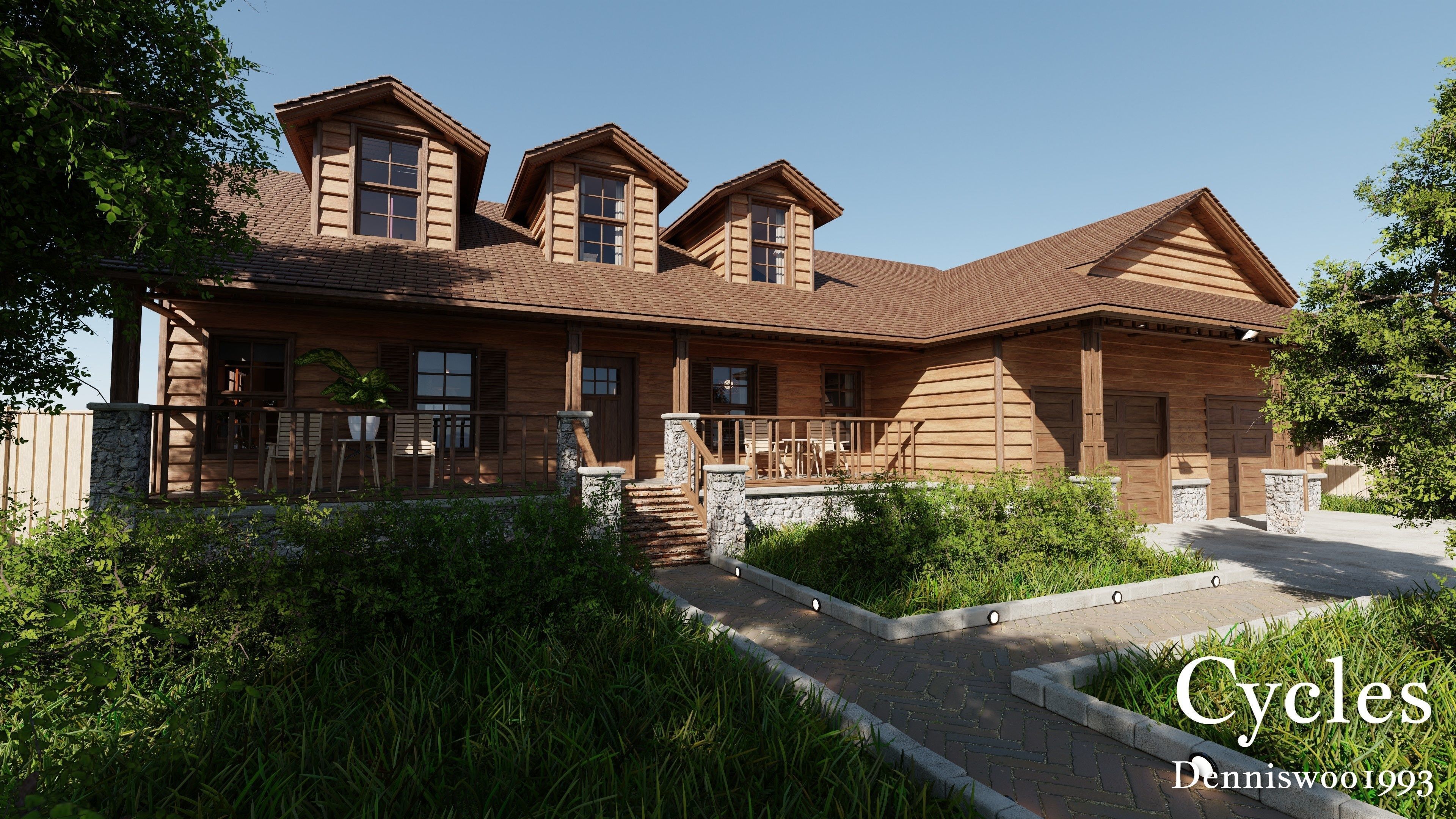 Modular Classic Style American House 17 Low-poly 3D model_2