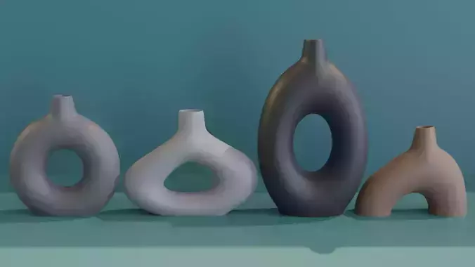 Donut Vase x4 pack 3D print model