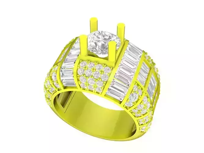 6964 Luxury Baguette Diamond Men Ring