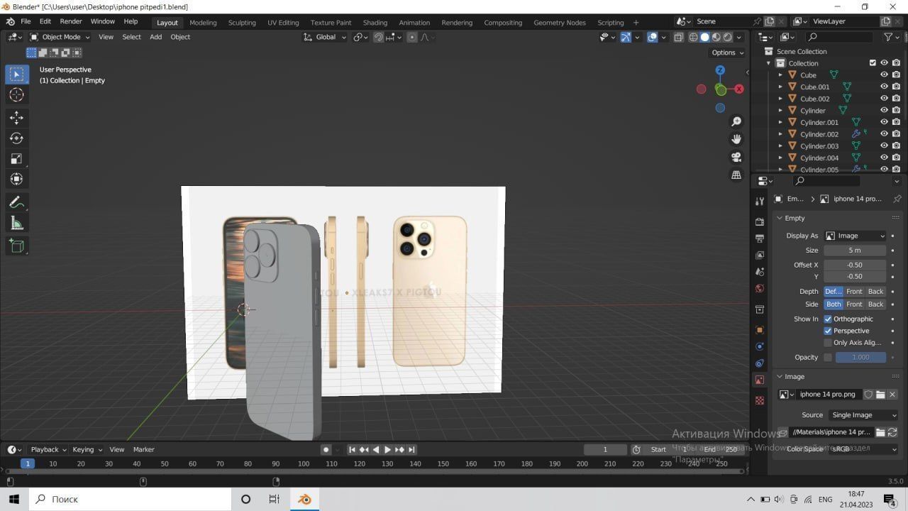 Iphone 14 pro Low-poly 3D model_1