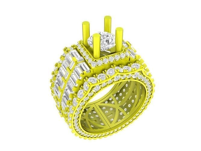 6965 luxury baguette diamond men ring 3D print model