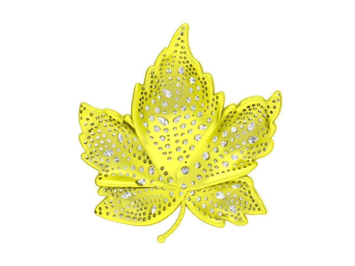 6971 Art Diamond Leaf Pendant 3D print model_3