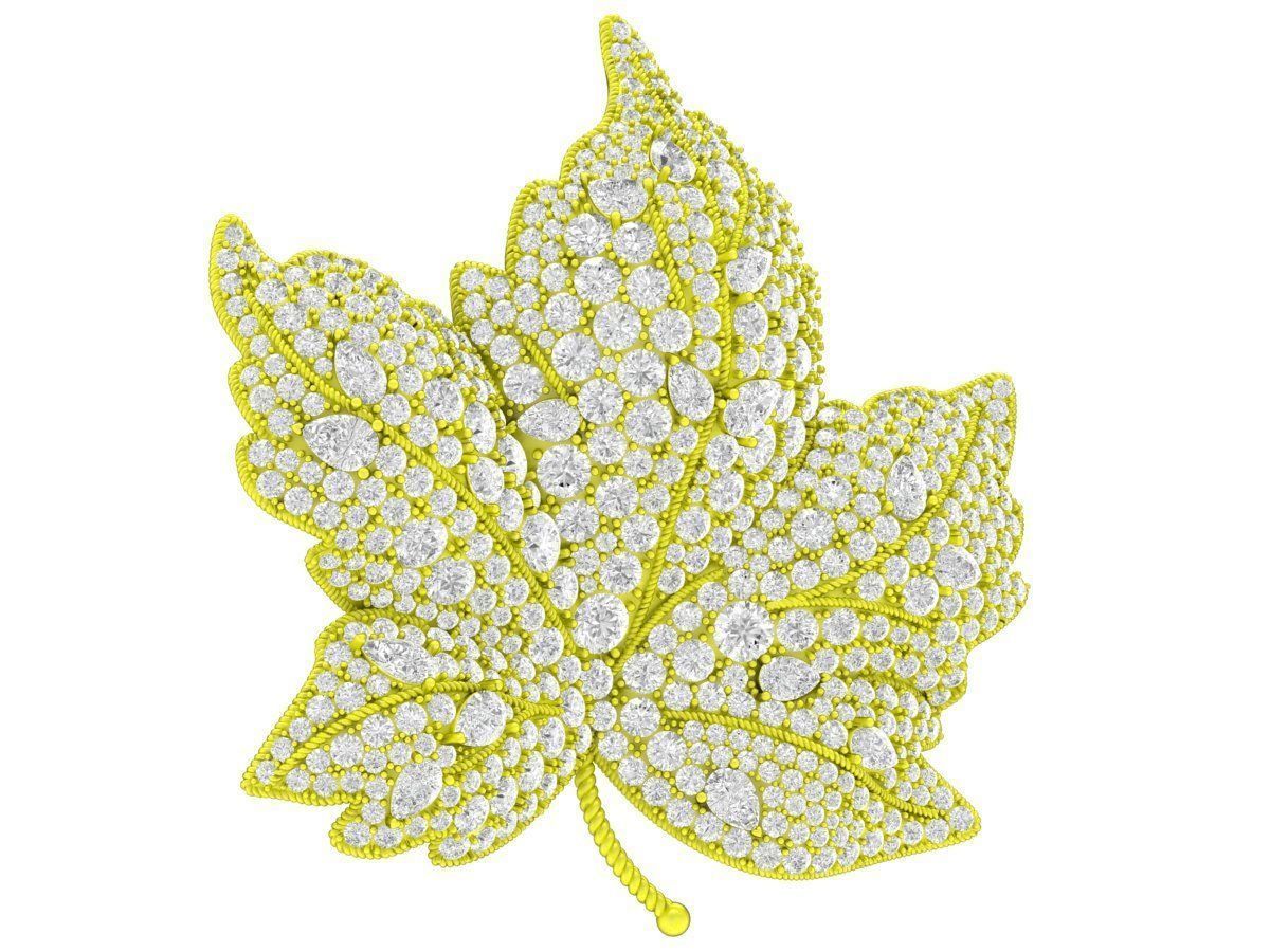 6971 Art Diamond Leaf Pendant 3D print model_4