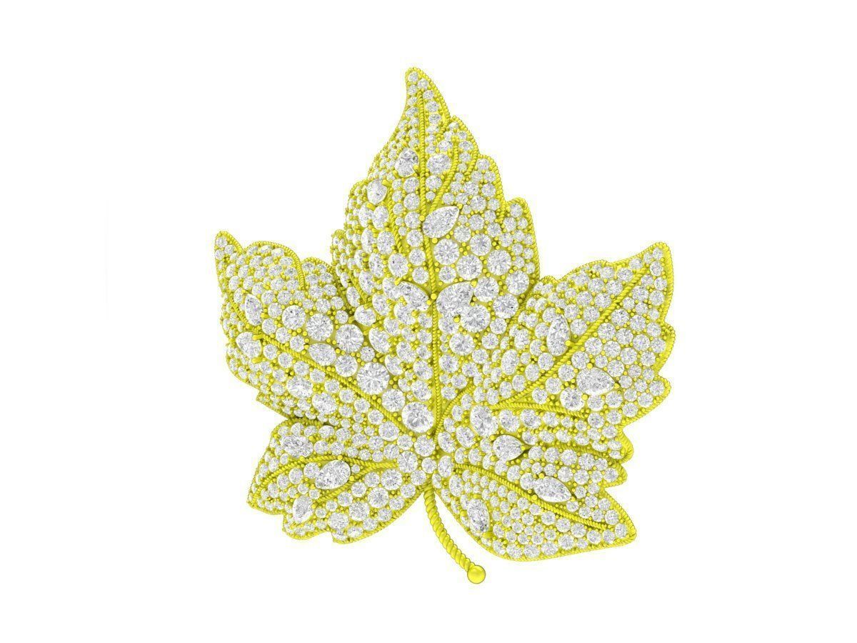 6971 Art Diamond Leaf Pendant 3D print model_1