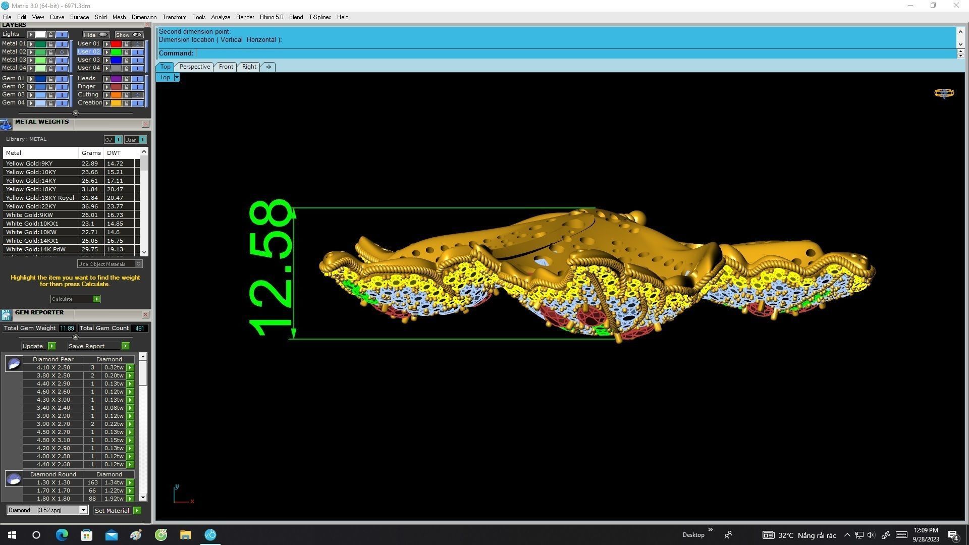 6971 Art Diamond Leaf Pendant 3D print model_5