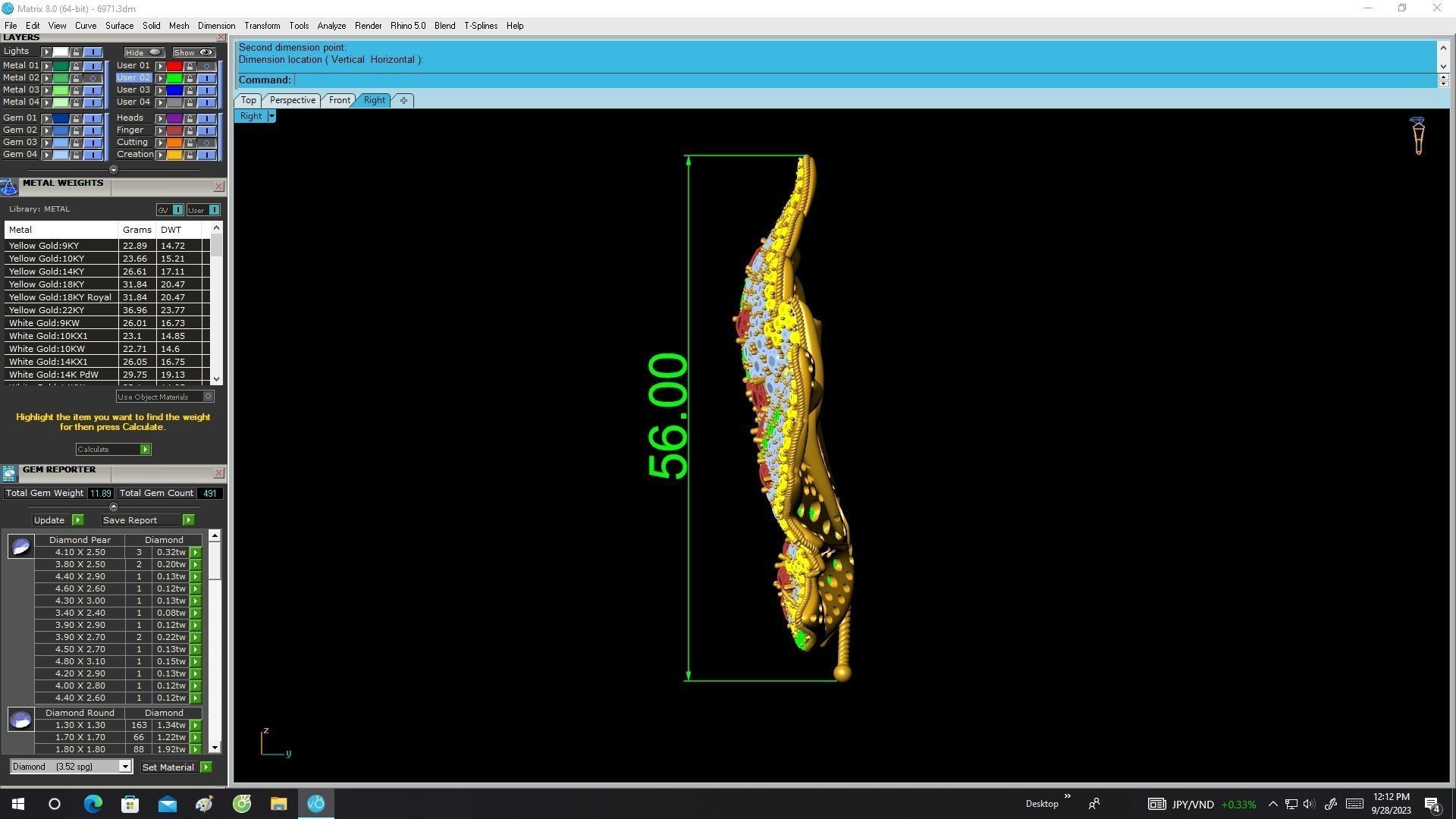 6971 Art Diamond Leaf Pendant 3D print model_7