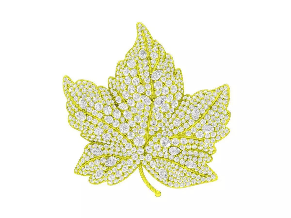 6971 Art Diamond Leaf Pendant 3D print model_0